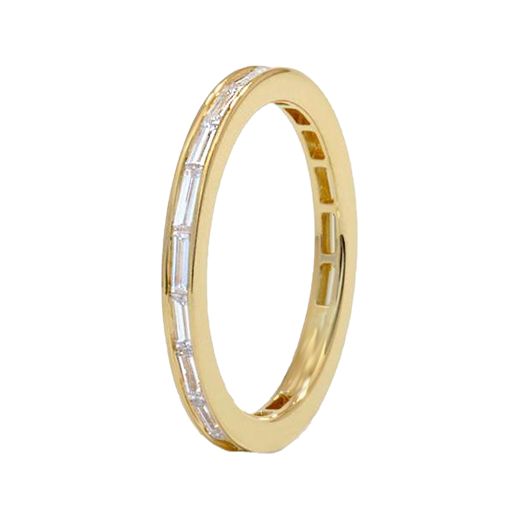 Delicate Channel Set Stackable Baguette Wedding Ring - Carat Elara