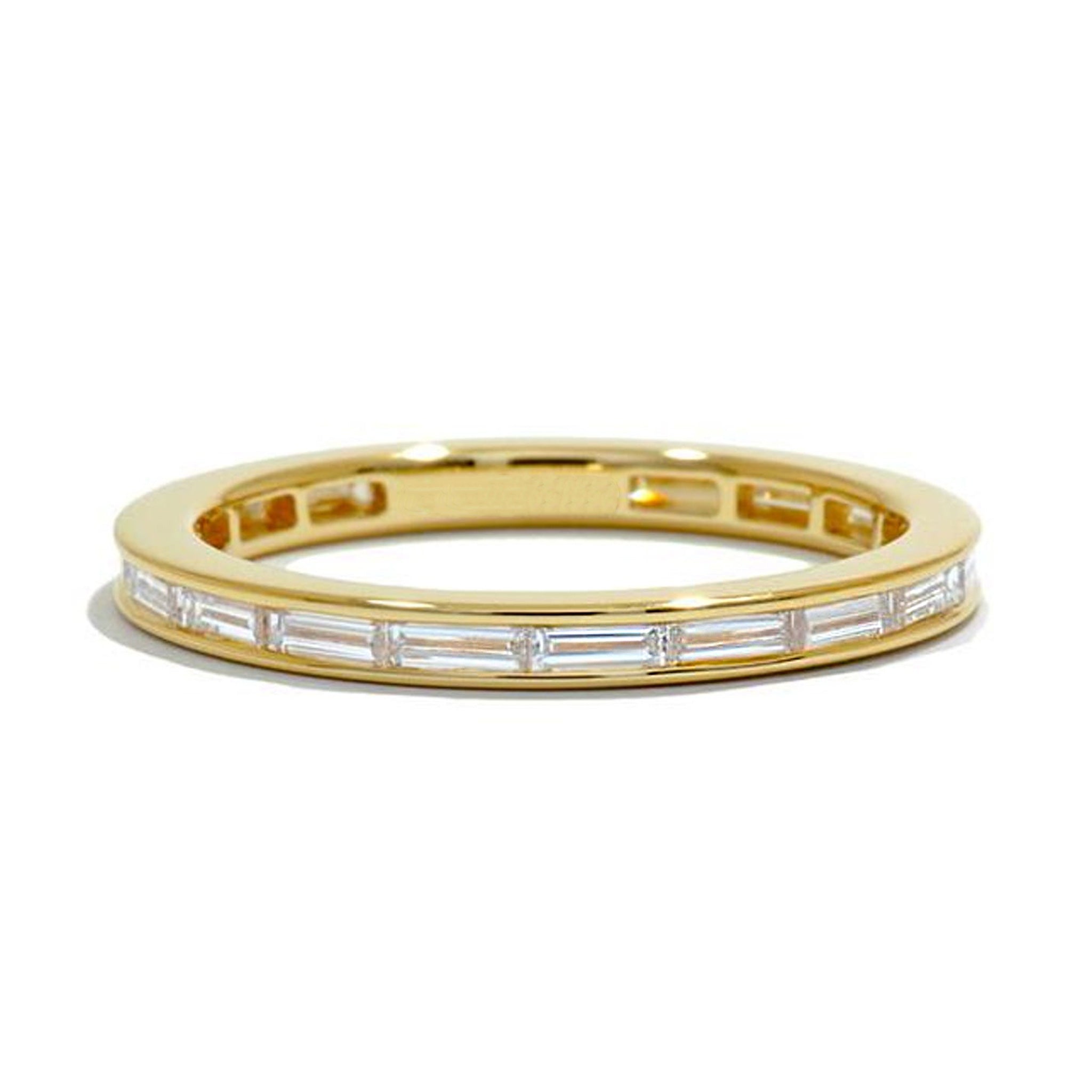 Delicate Channel Set Stackable Baguette Wedding Ring - Carat Elara