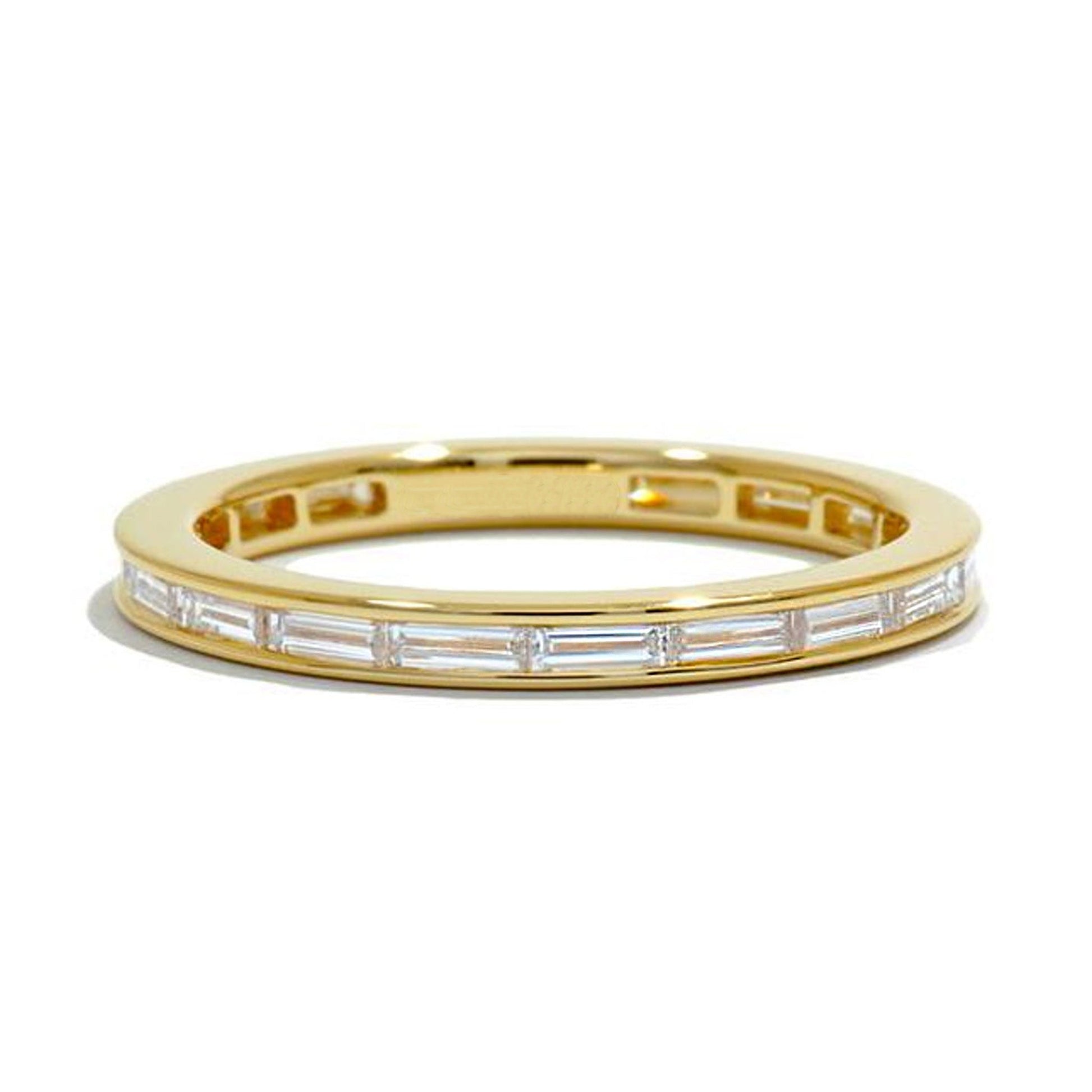 Delicate Channel Set Stackable Baguette Wedding Ring - Carat Elara