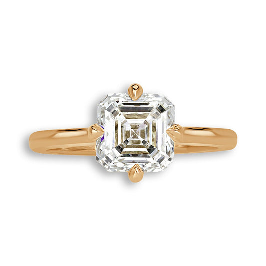 Compass Set Asscher Cut Solitaire Moissanite Ring 1.5 Carat - Carat Elara