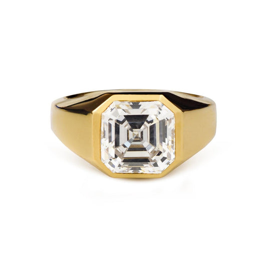 Bold Statement Asscher Mens Moissanite Engagement Ring - Carat Elara