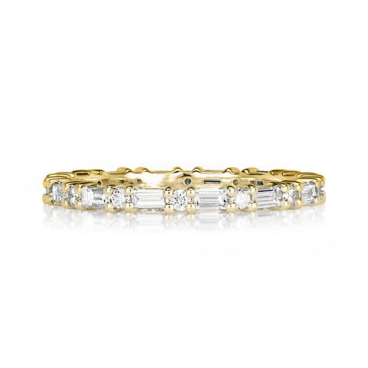 Stacking Baguette Round Moissanite Wedding Ring
