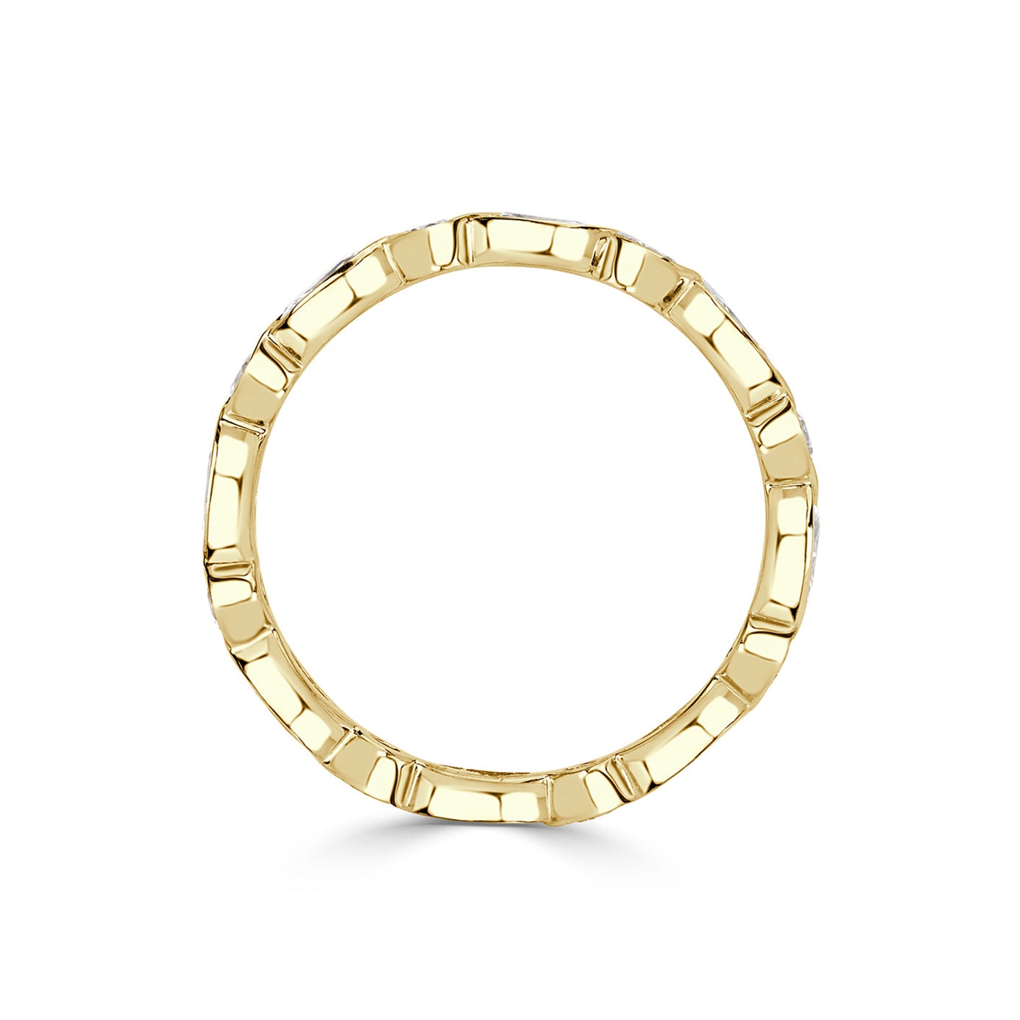 Alternating Bezel Set Marquise Round Diamond Wedding Ring - Carat Elara