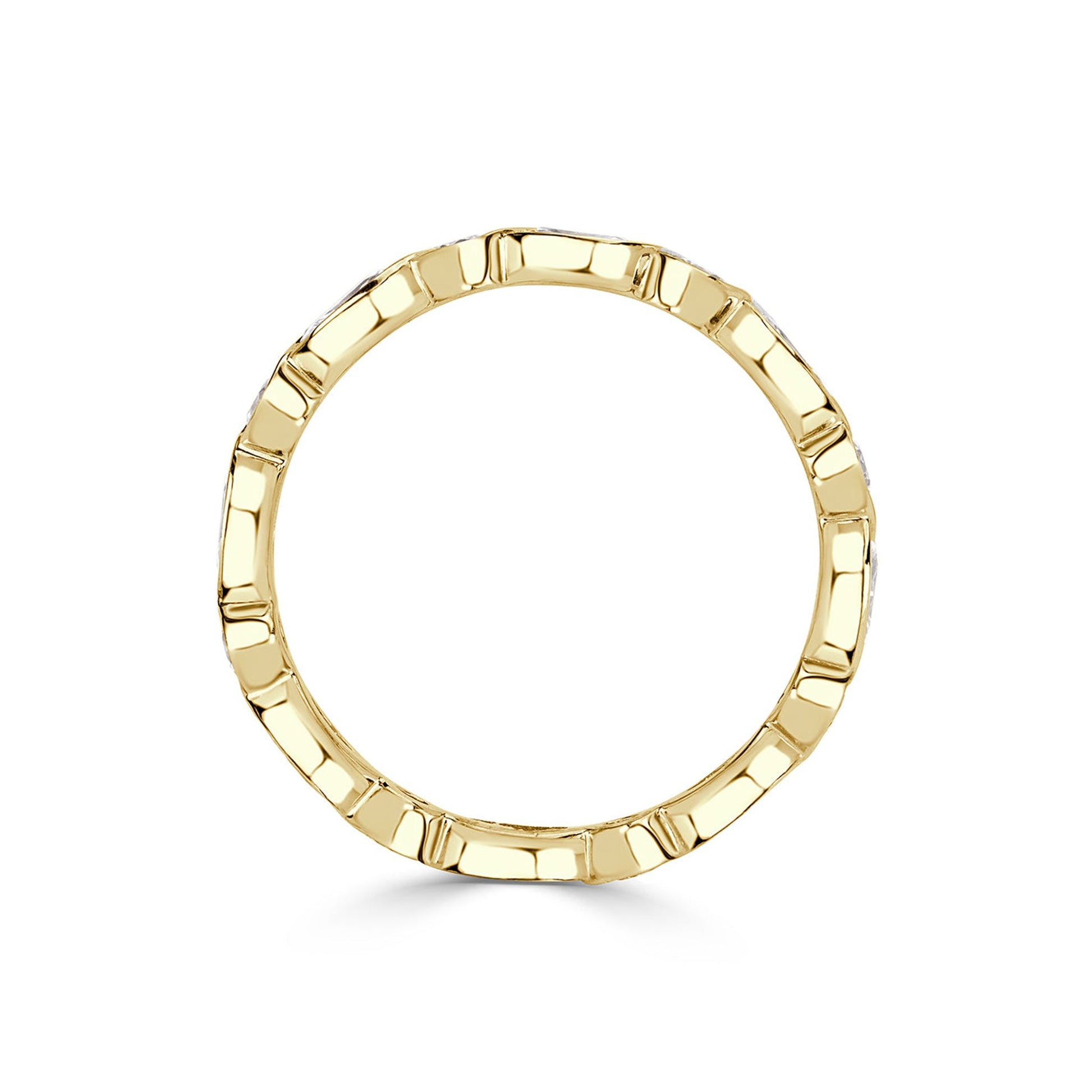 Alternating Bezel Set Marquise Round Diamond Wedding Ring - Carat Elara