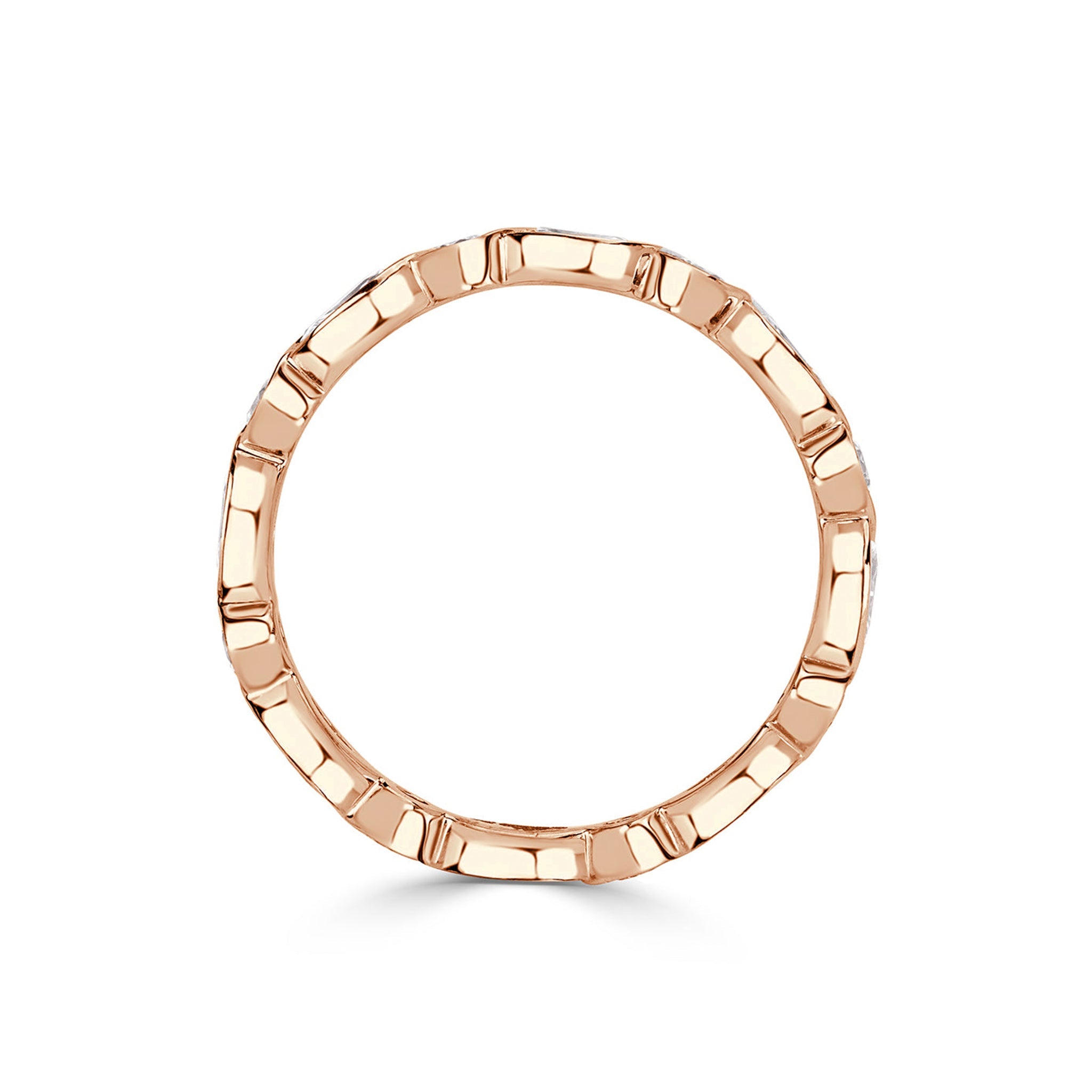 Alternating Bezel Set Marquise Round Diamond Wedding Ring - Carat Elara