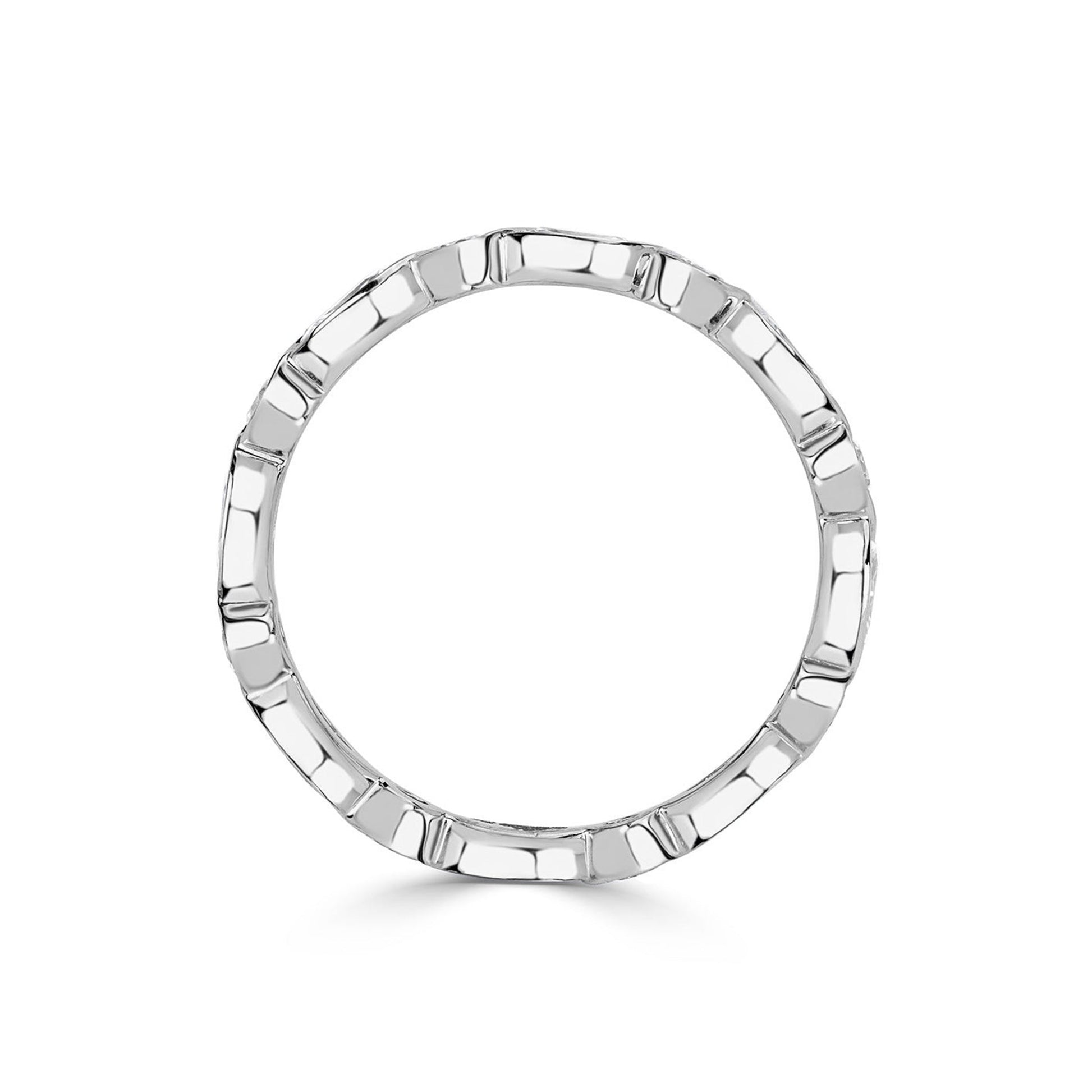 Alternating Bezel Set Marquise Round Diamond Wedding Ring - Carat Elara