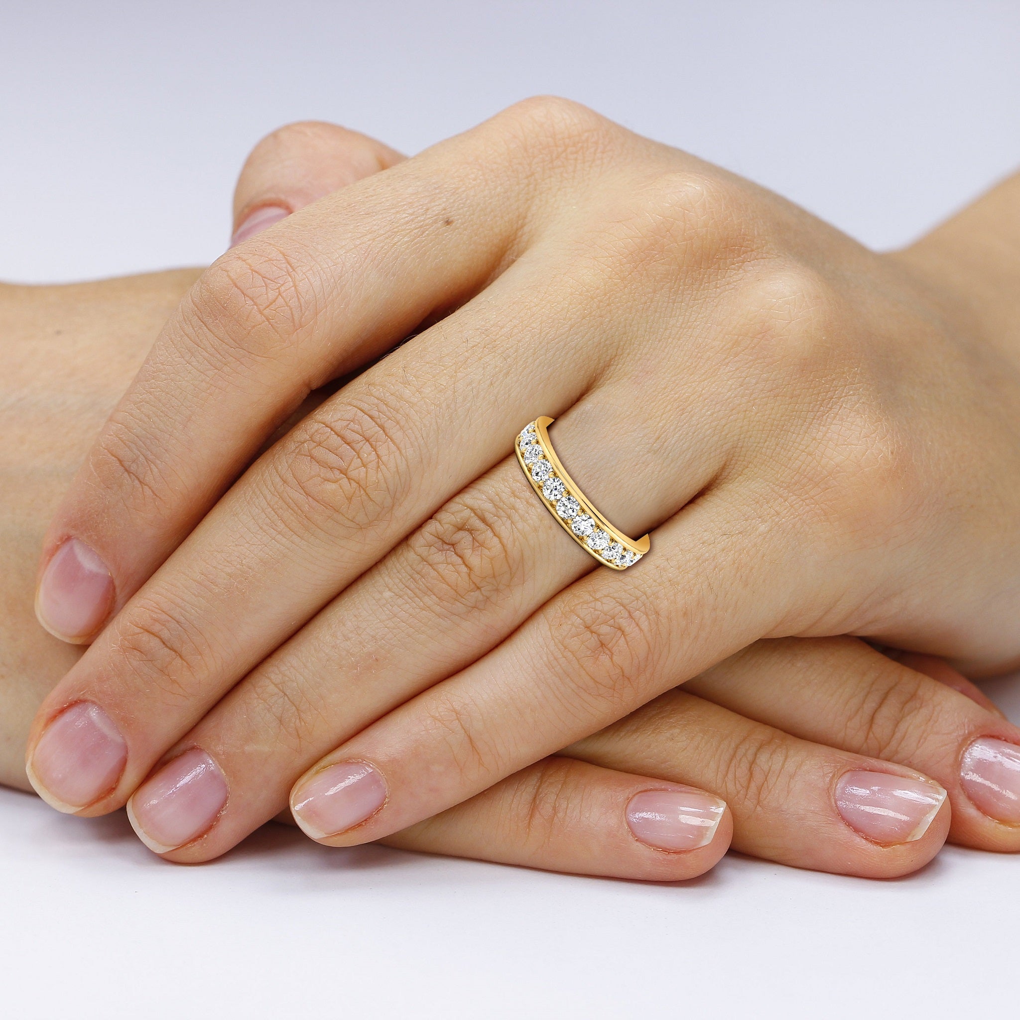 Channel Set Round Mens Diamond Wedding Band - Carat Elara