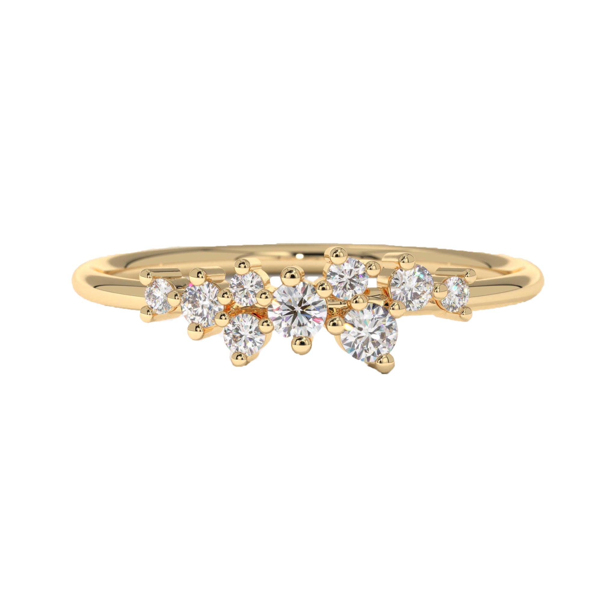 Dainty Round Cluster Diamond Wedding Ring - Carat Elara