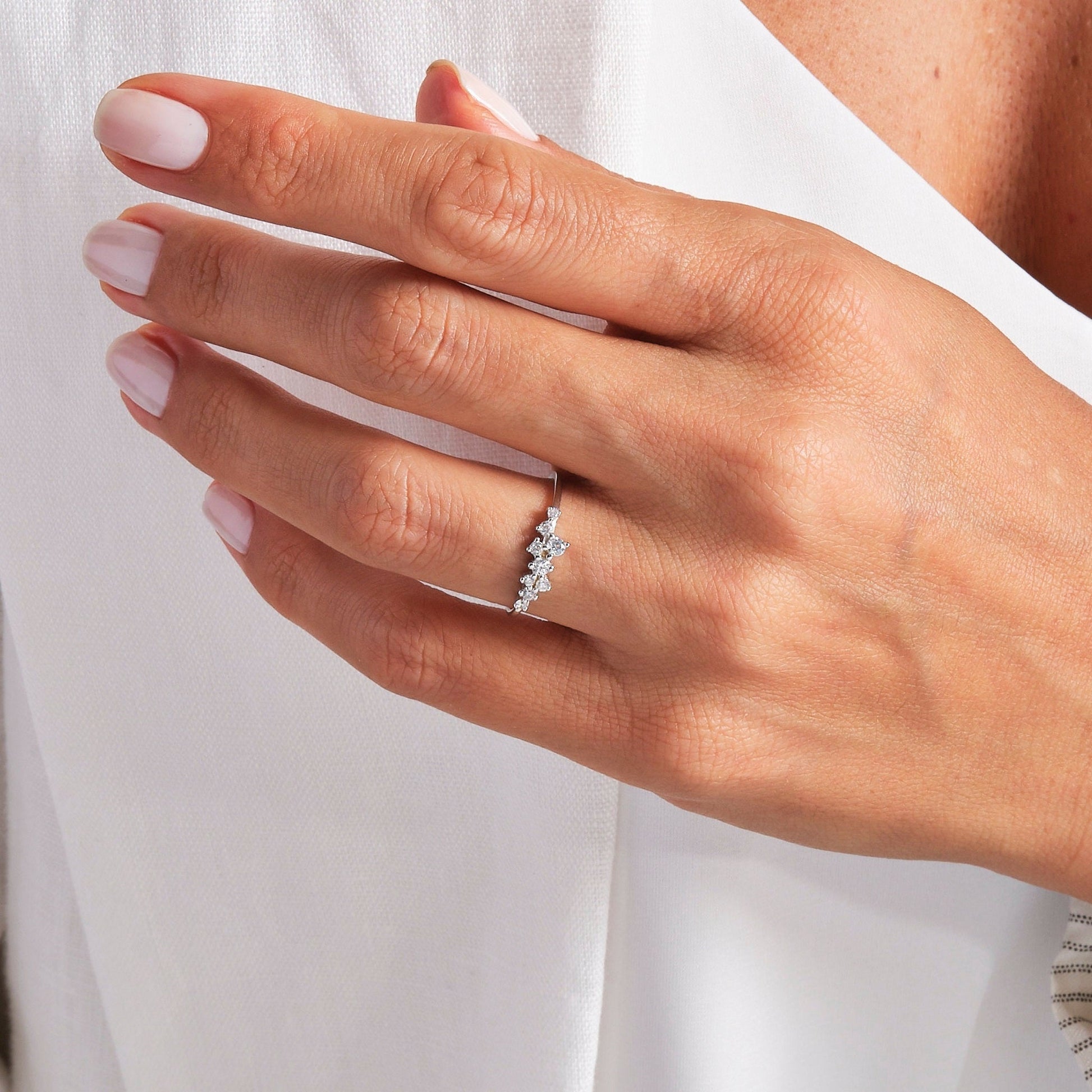 Dainty Round Cluster Diamond Wedding Ring - Carat Elara