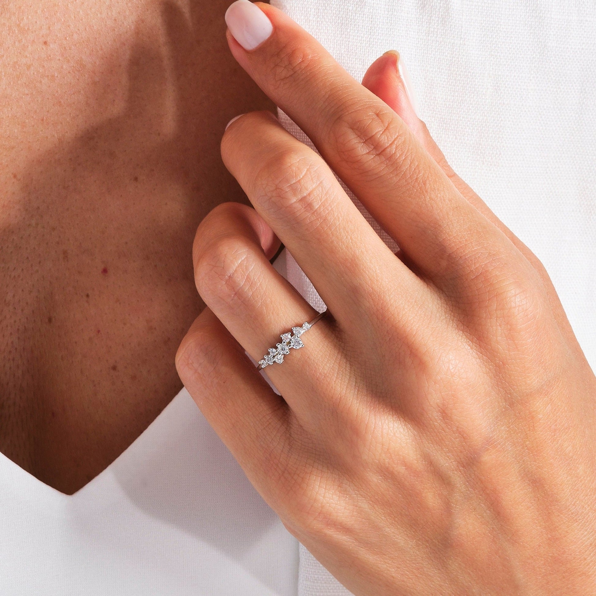 Dainty Round Cluster Diamond Wedding Ring - Carat Elara