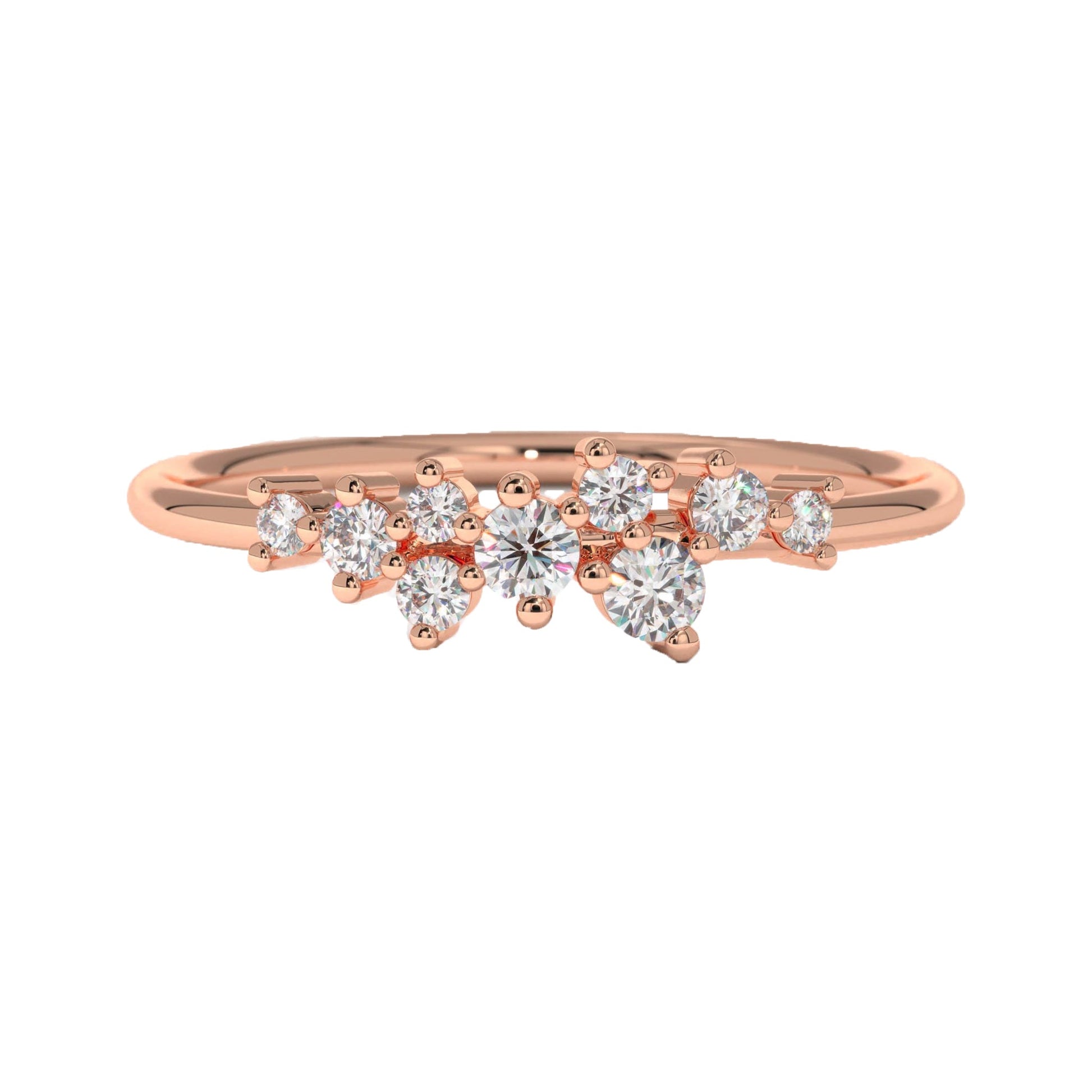 Dainty Round Cluster Diamond Wedding Ring - Carat Elara