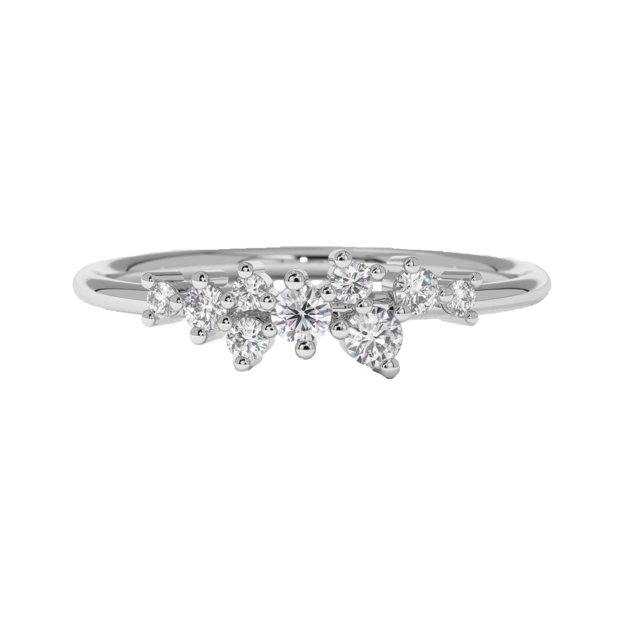Dainty Round Cluster Diamond Wedding Ring - Carat Elara