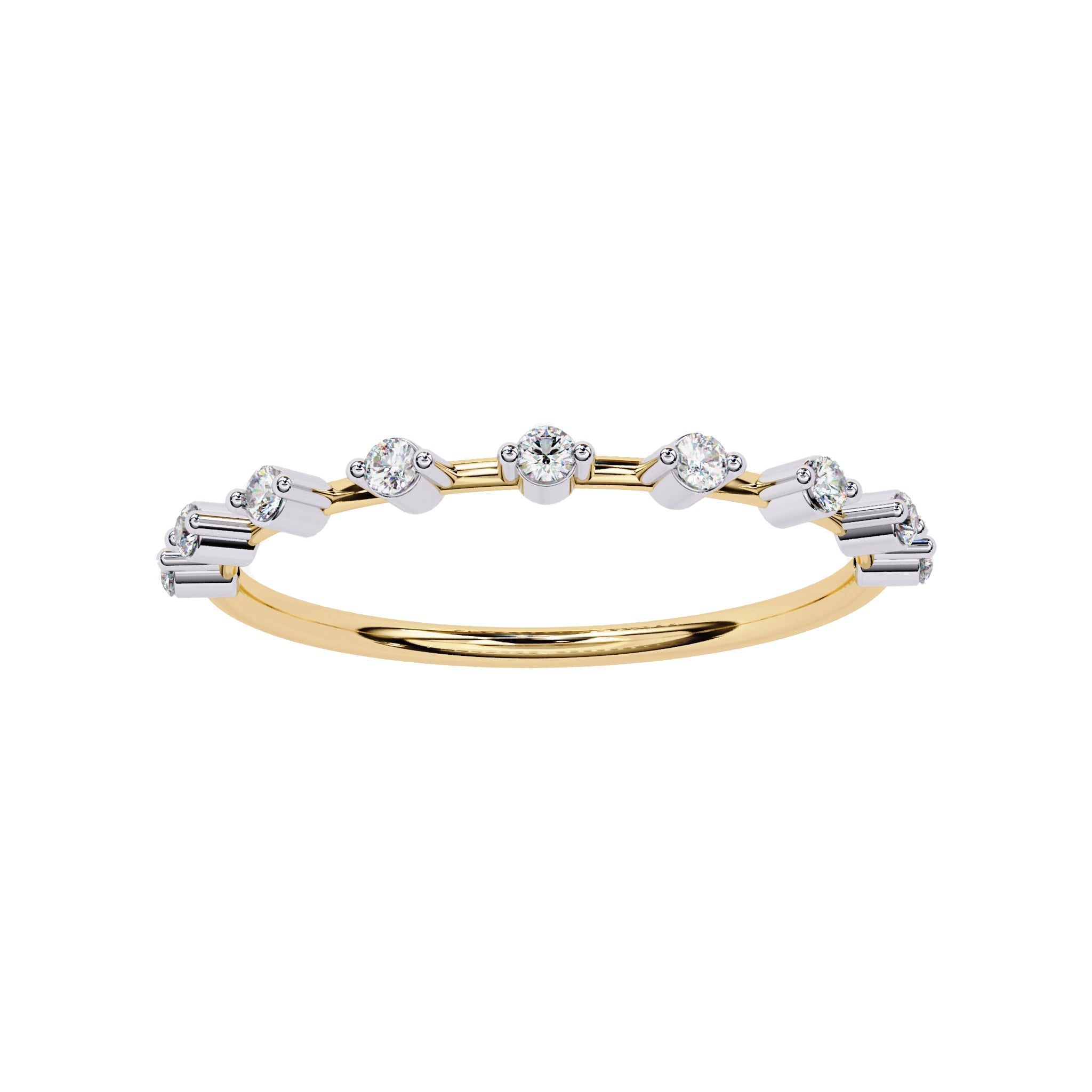 Petite Round Distance Diamond Wedding ring - Carat Elara