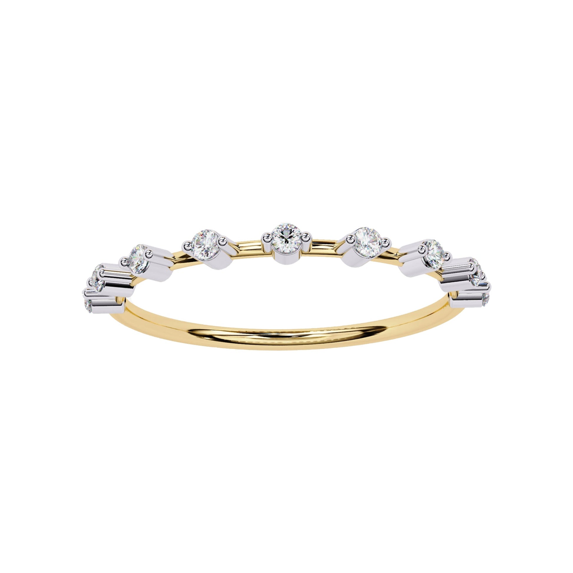 Petite Round Distance Diamond Wedding ring - Carat Elara