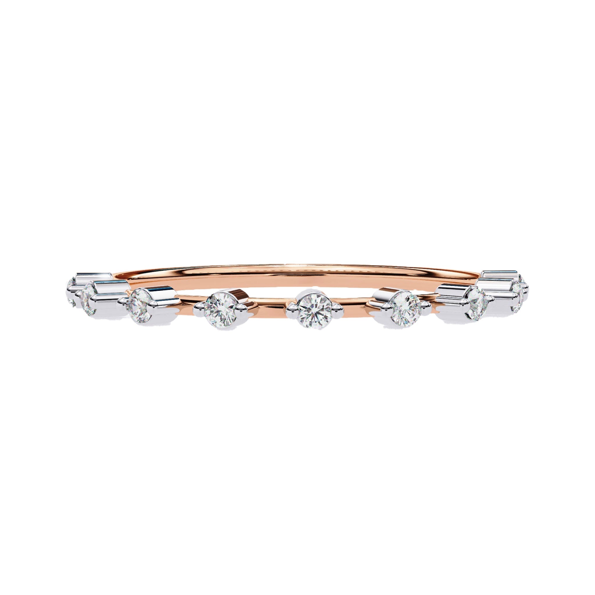 Petite Round Distance Diamond Wedding ring - Carat Elara