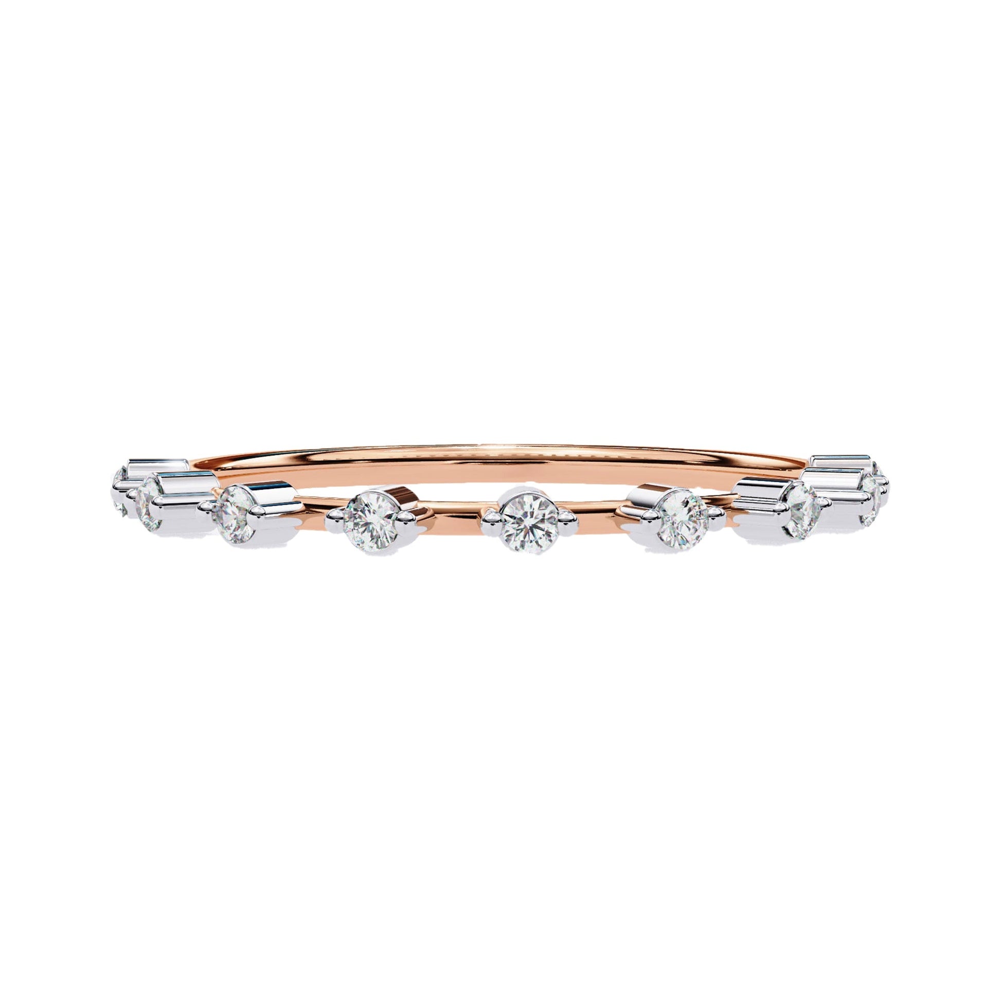 Petite Round Distance Diamond Wedding ring - Carat Elara