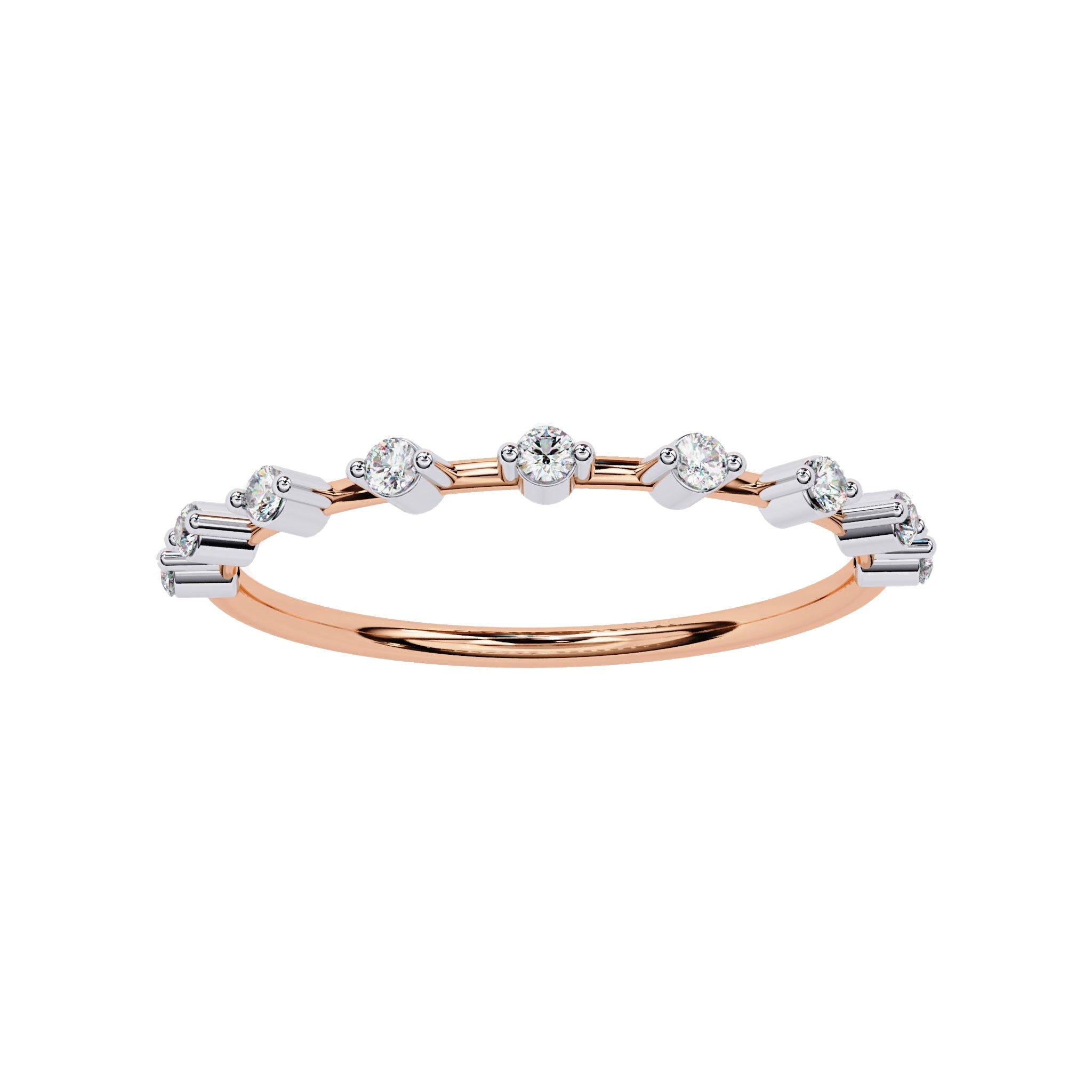 Petite Round Distance Diamond Wedding ring - Carat Elara