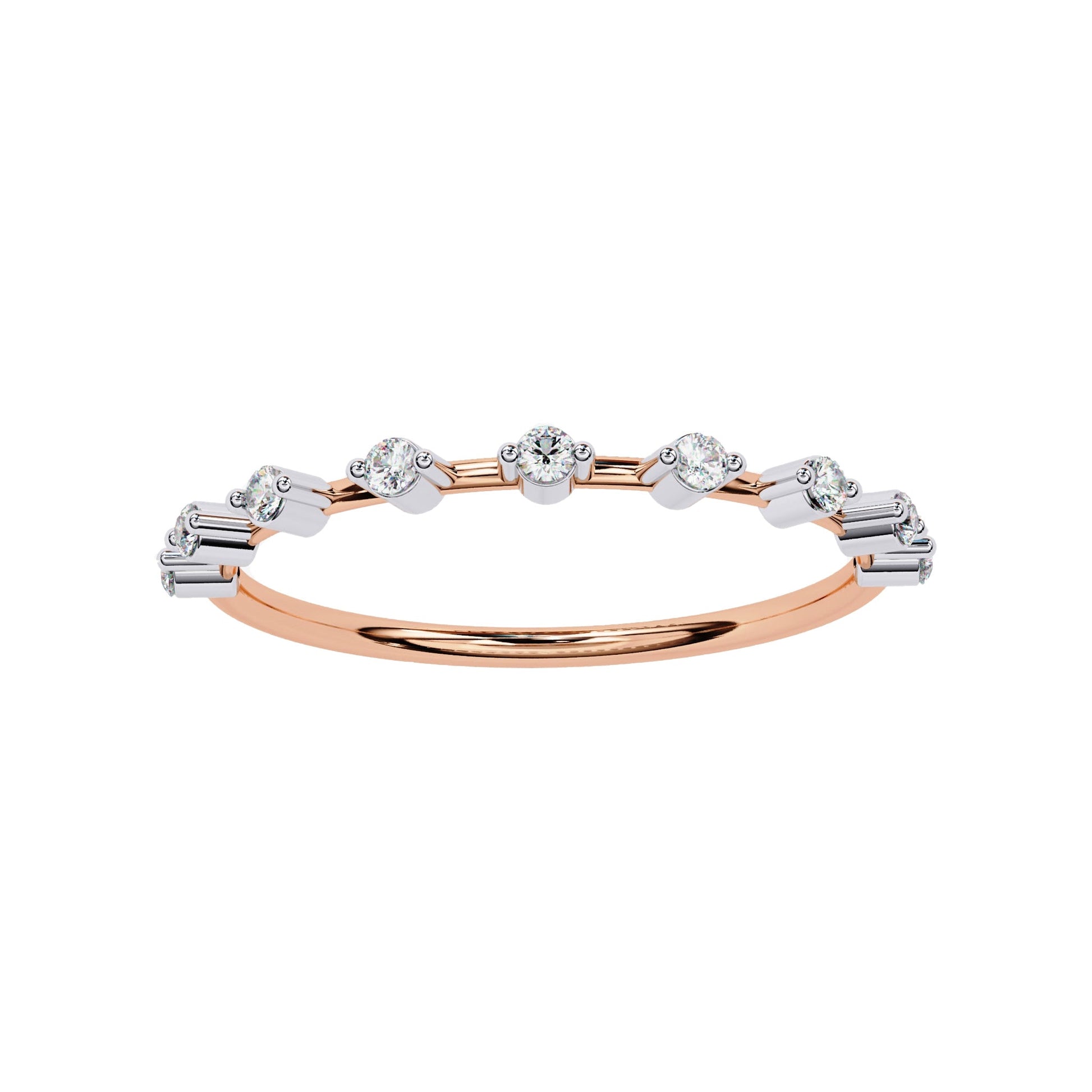 Petite Round Distance Diamond Wedding ring - Carat Elara