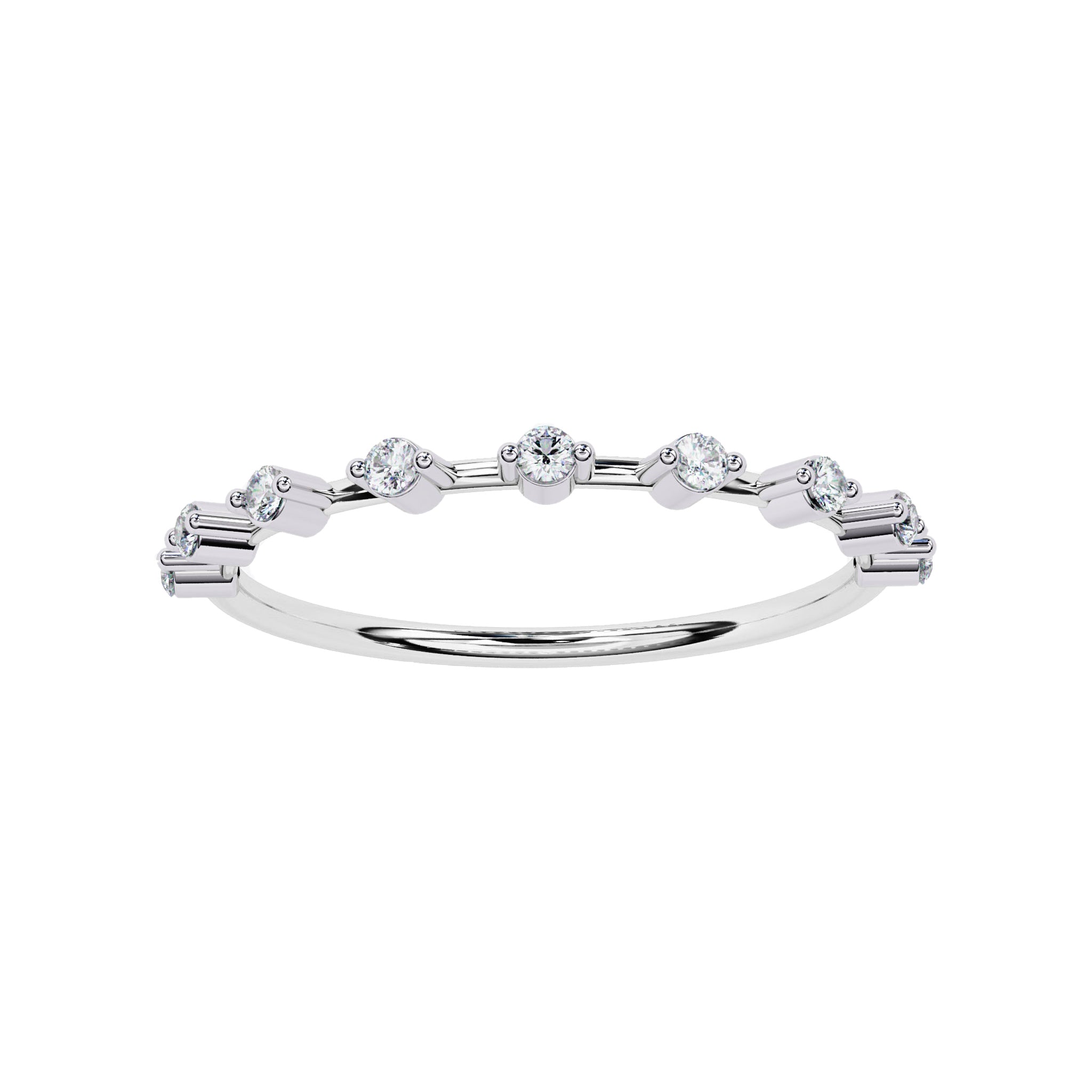 Petite Round Distance Diamond Wedding ring - Carat Elara