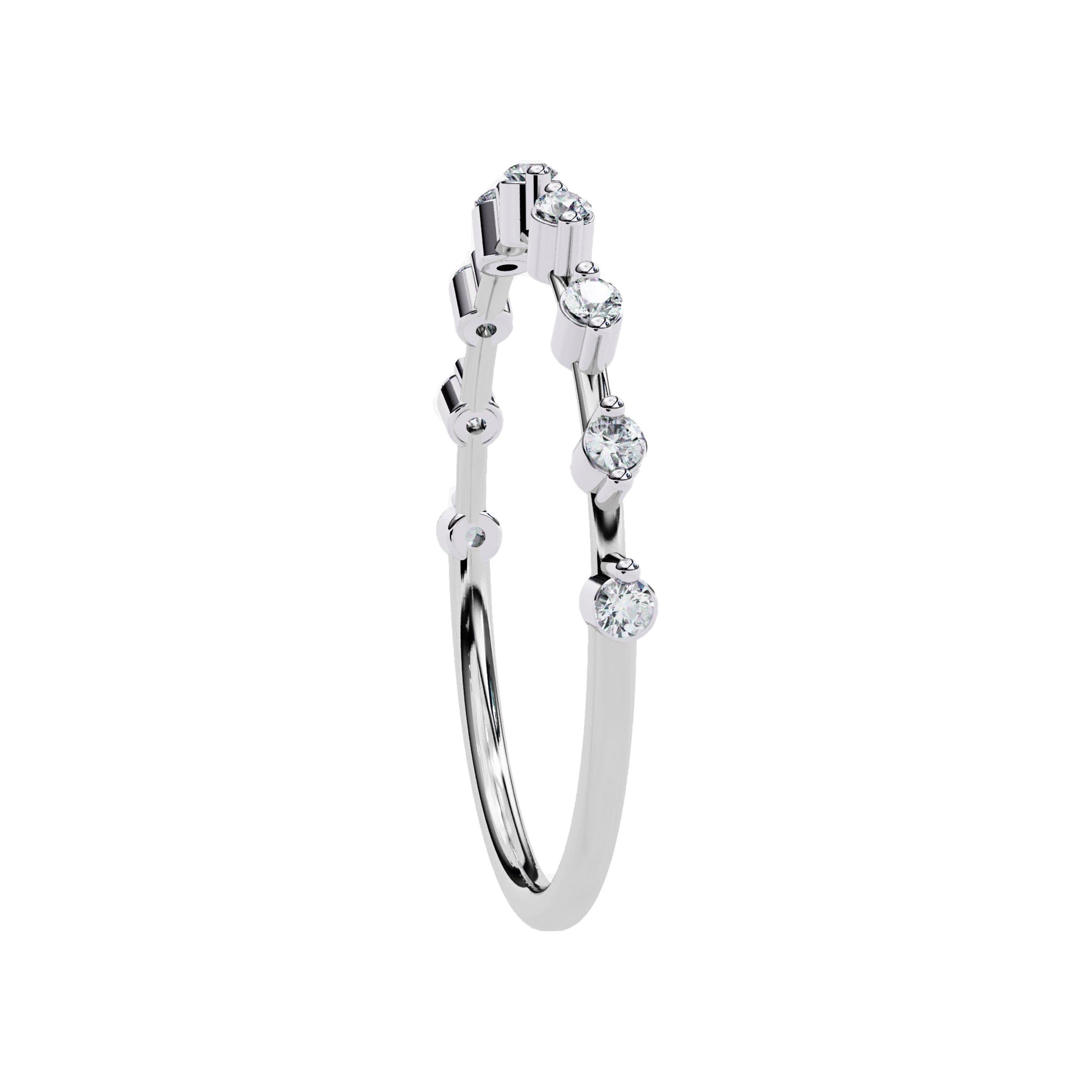 Petite Round Distance Diamond Wedding ring - Carat Elara