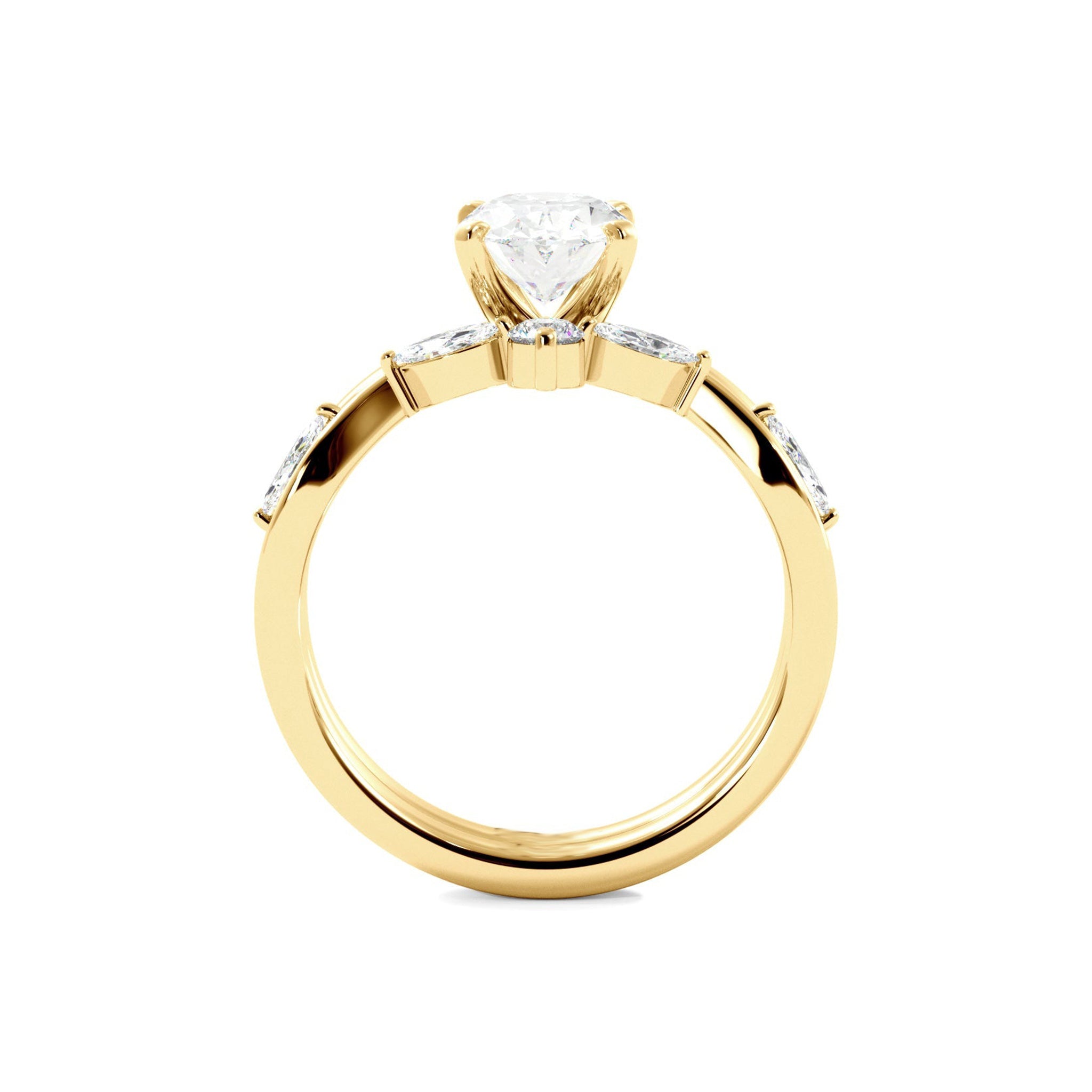 Solitaire Oval Diamond Ring With Marquise Floral Band - Carat Elara