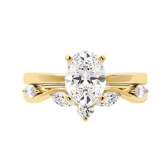 Solitaire Oval Diamond Ring With Marquise Floral Band - Carat Elara