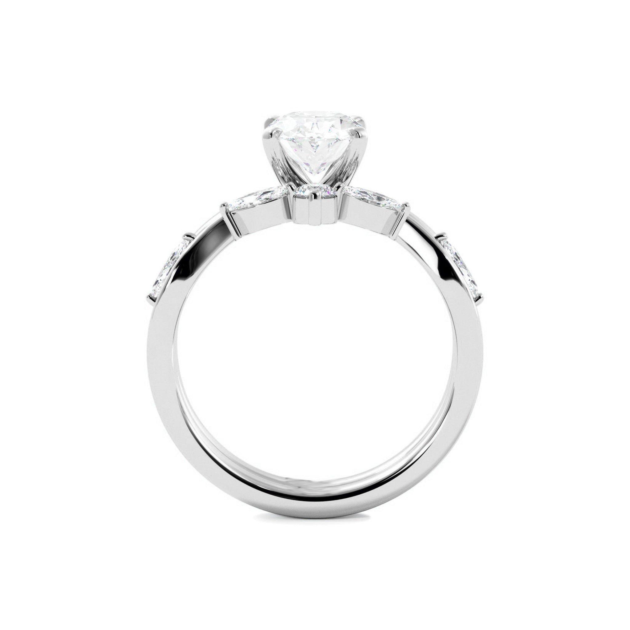 Solitaire Oval Diamond Ring With Marquise Floral Band - Carat Elara