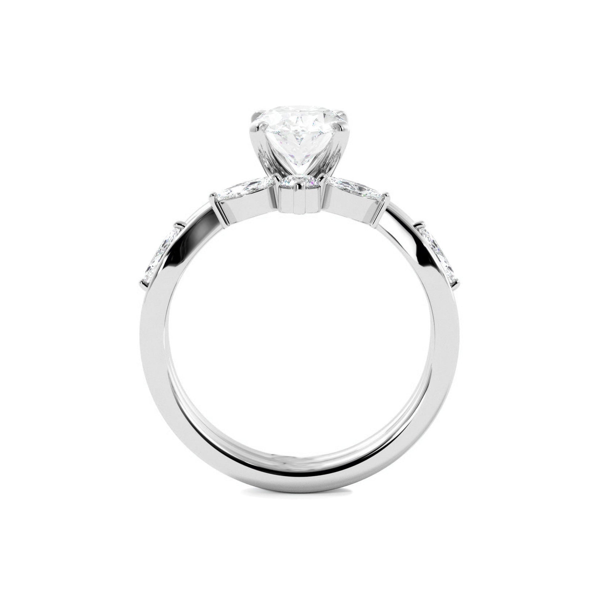 Solitaire Oval Diamond Ring With Marquise Floral Band - Carat Elara