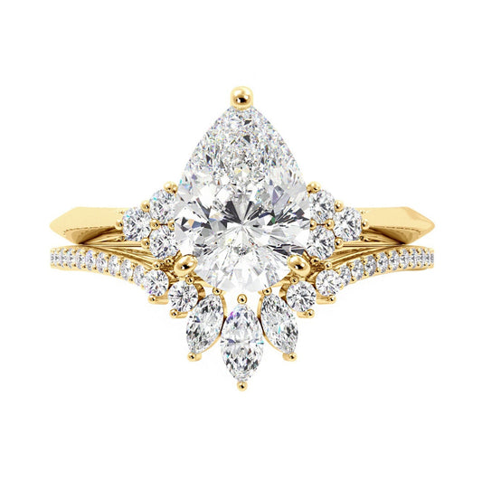 Vintage Style Pear Lab Grown Diamond Bridal Set - Carat Elara