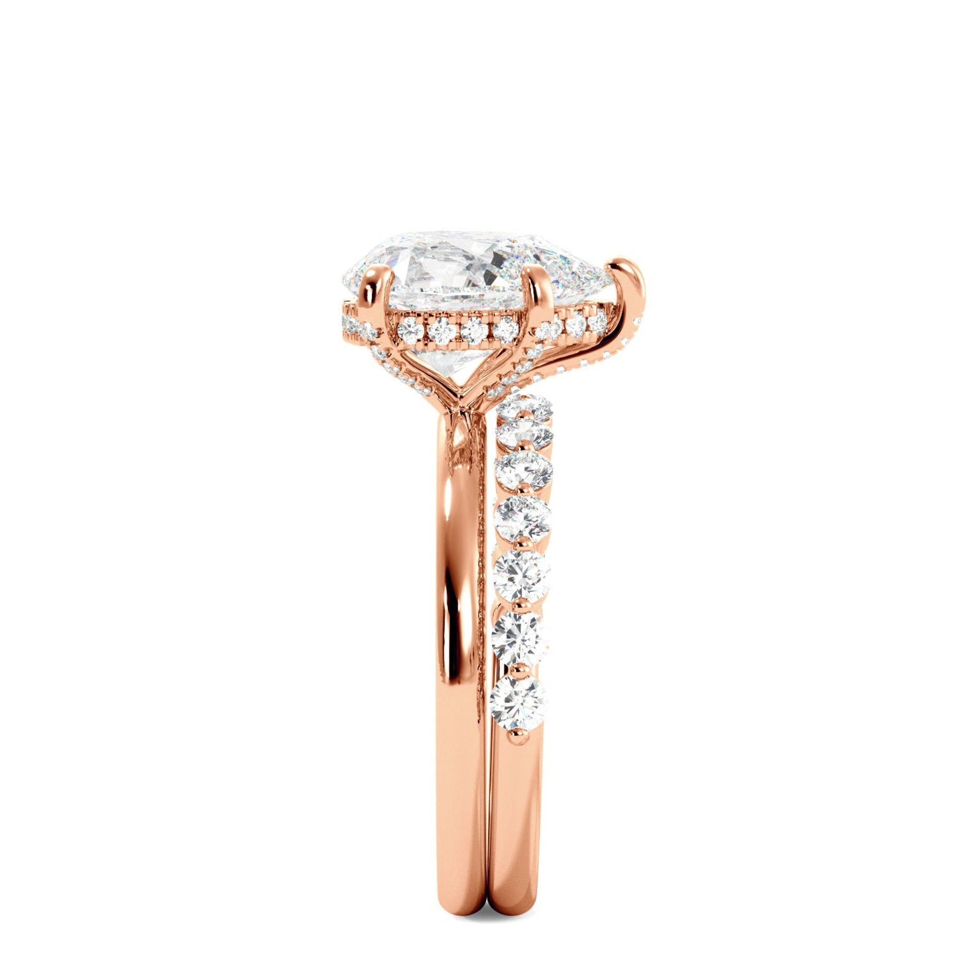 Tear Drop Shaped Moissanite Engagement Ring Set - Carat Elara