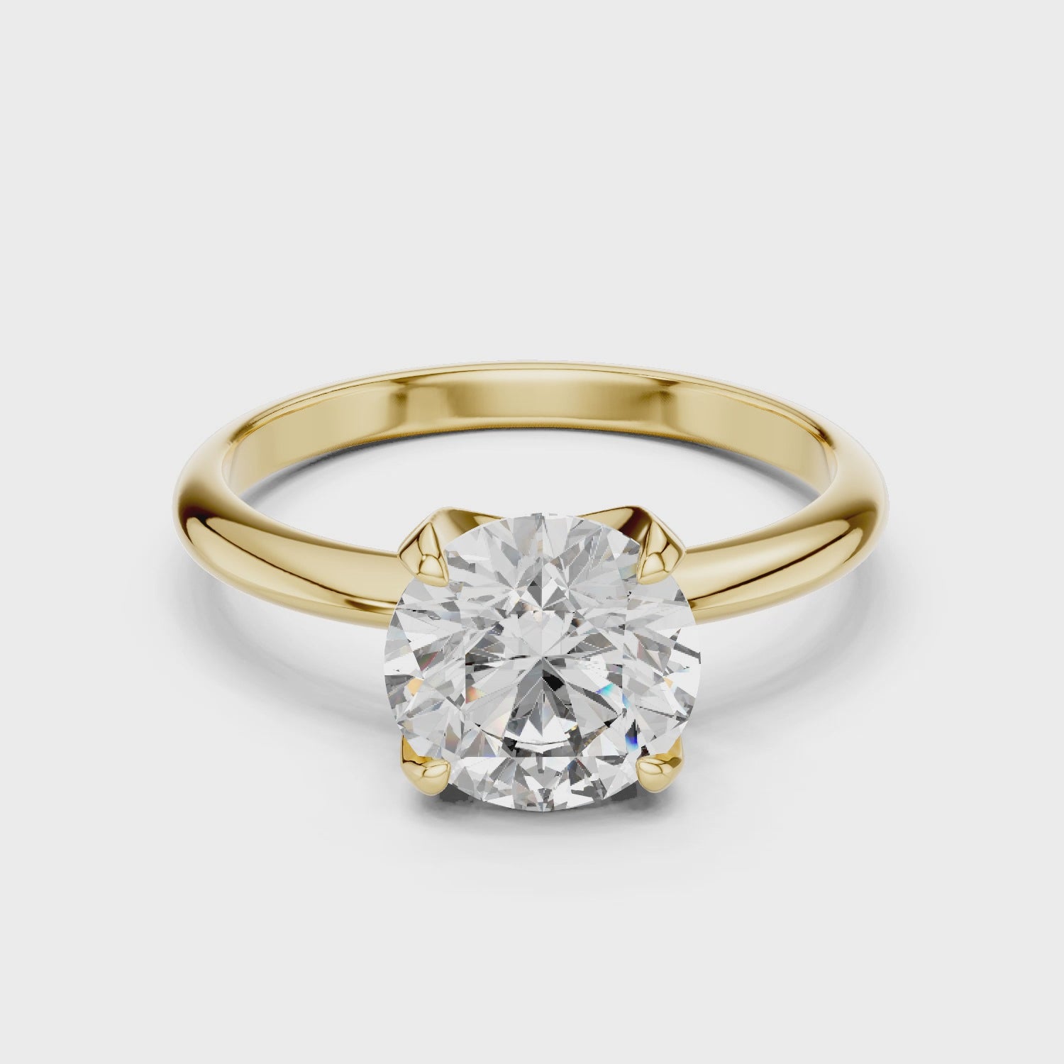 Elegant gold engagement ring with large round lab diamond