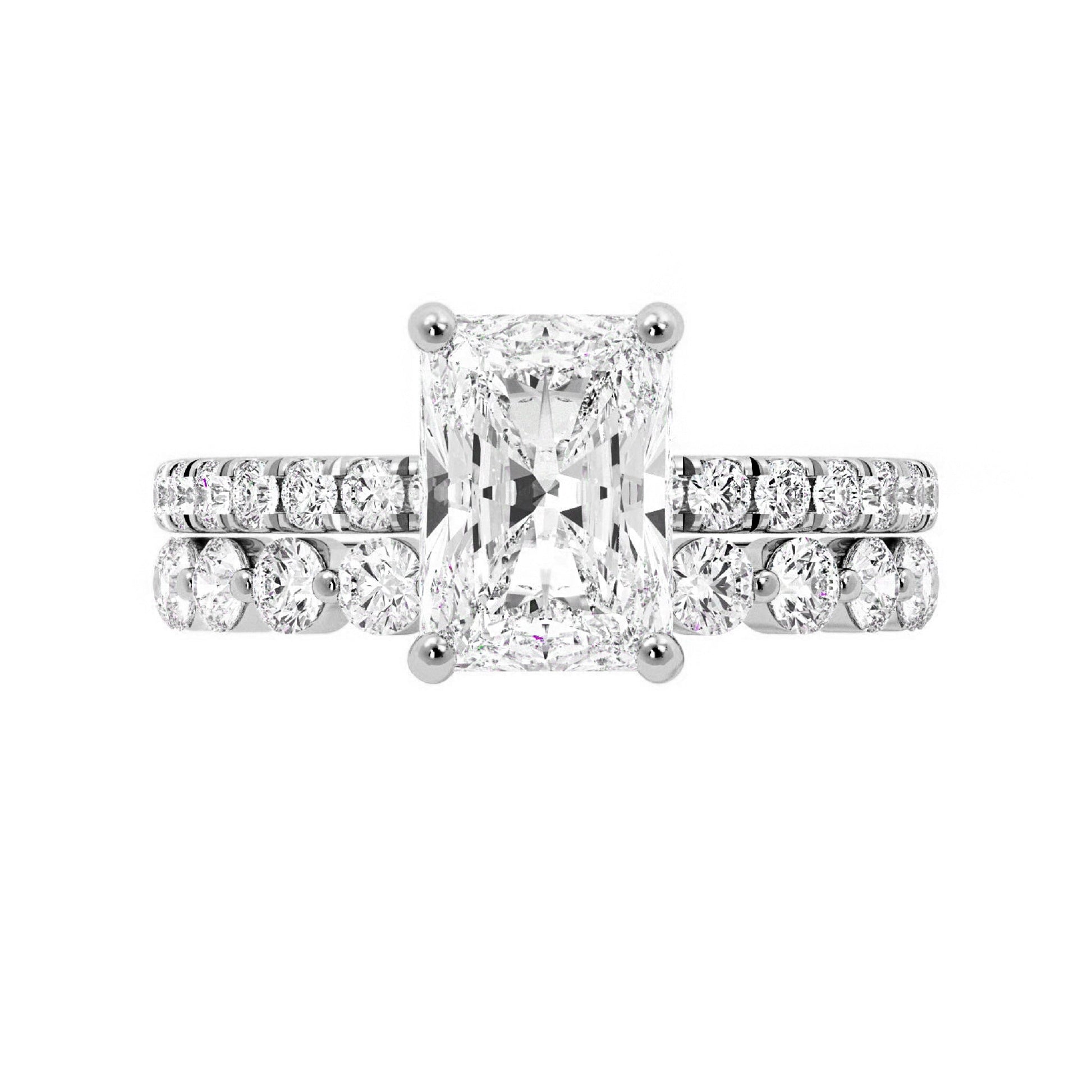 Radiant Engagement Ring with Floating Bubble Wedding Band - Carat Elara