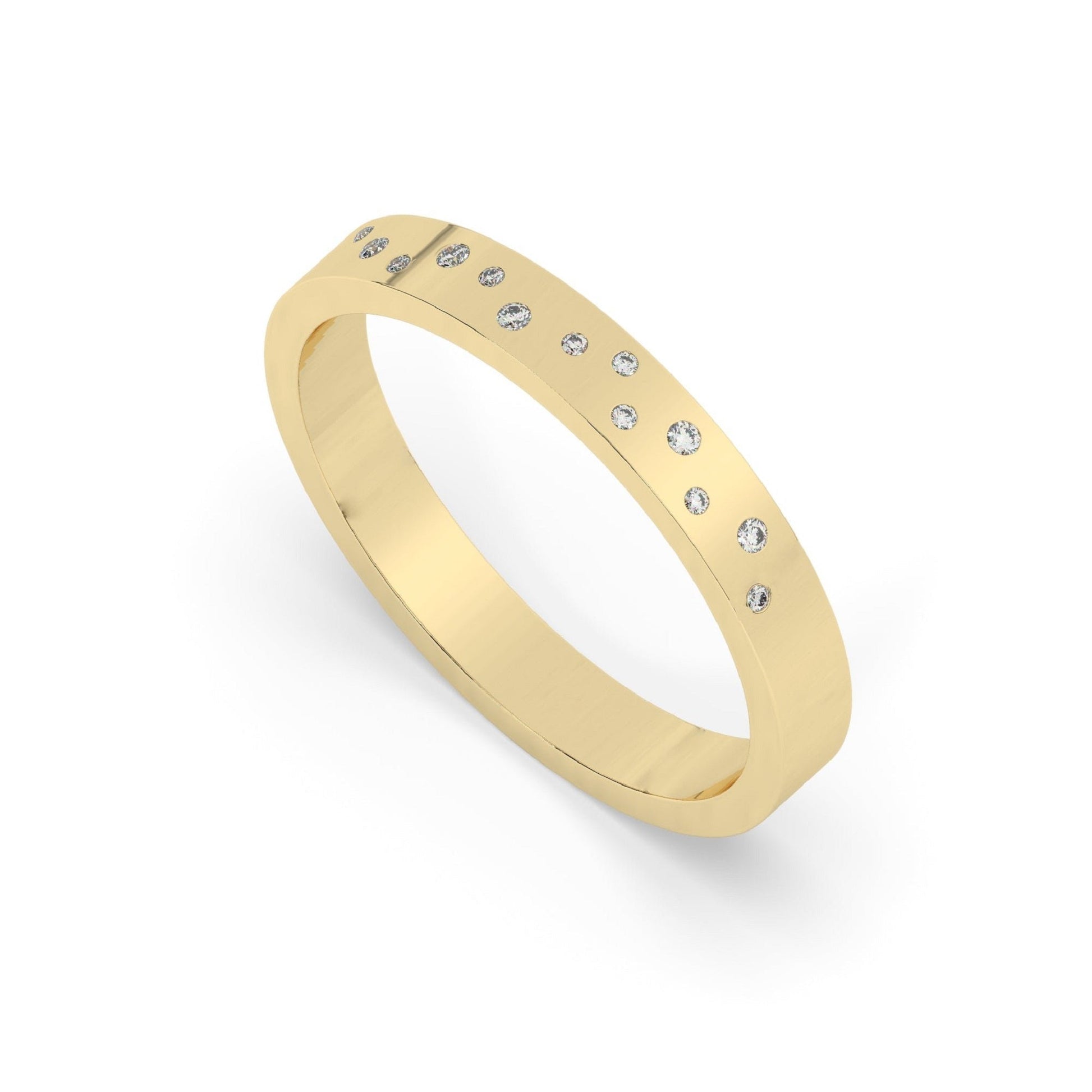 Randomly Scattered Flush Set Diamond Wedding Band - Carat Elara