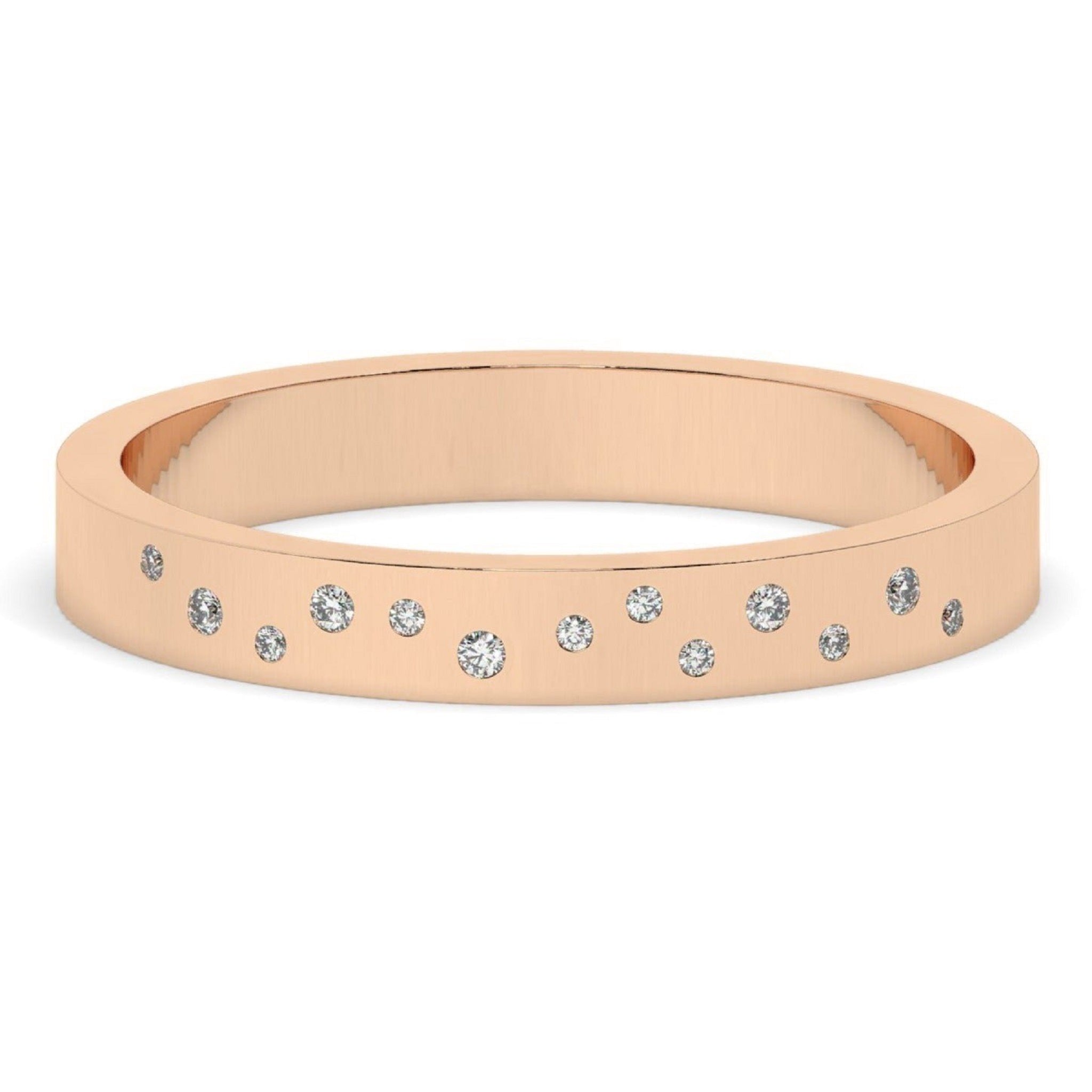 Randomly Scattered Flush Set Diamond Wedding Band - Carat Elara