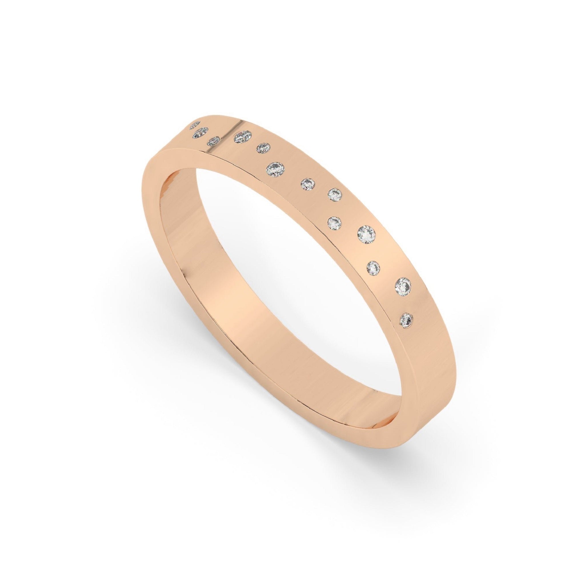 Randomly Scattered Flush Set Diamond Wedding Band - Carat Elara