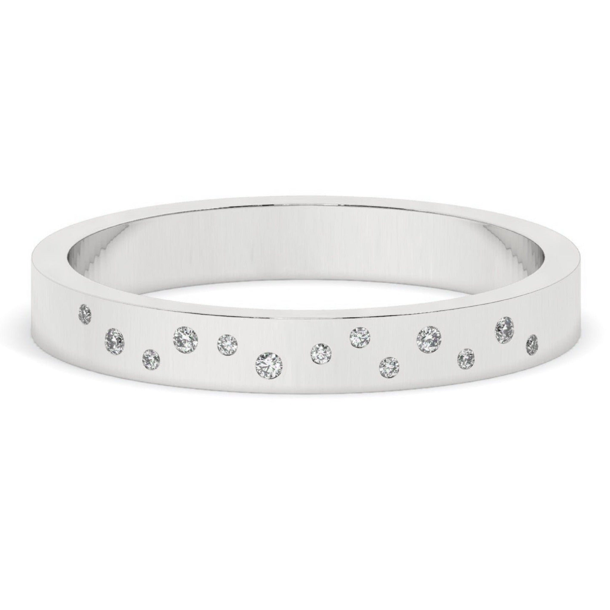 Randomly Scattered Flush Set Diamond Wedding Band - Carat Elara
