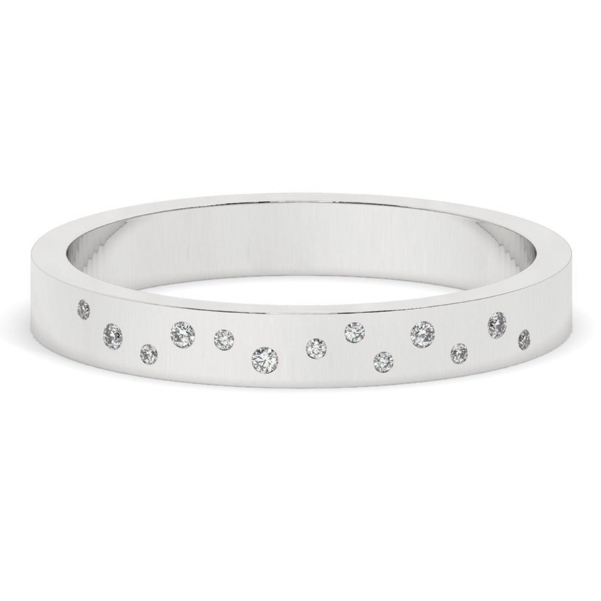 Randomly Scattered Flush Set Diamond Wedding Band - Carat Elara