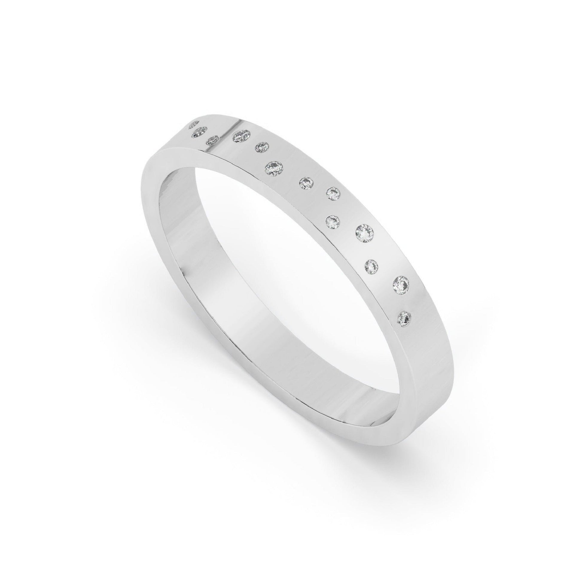 Randomly Scattered Flush Set Diamond Wedding Band - Carat Elara