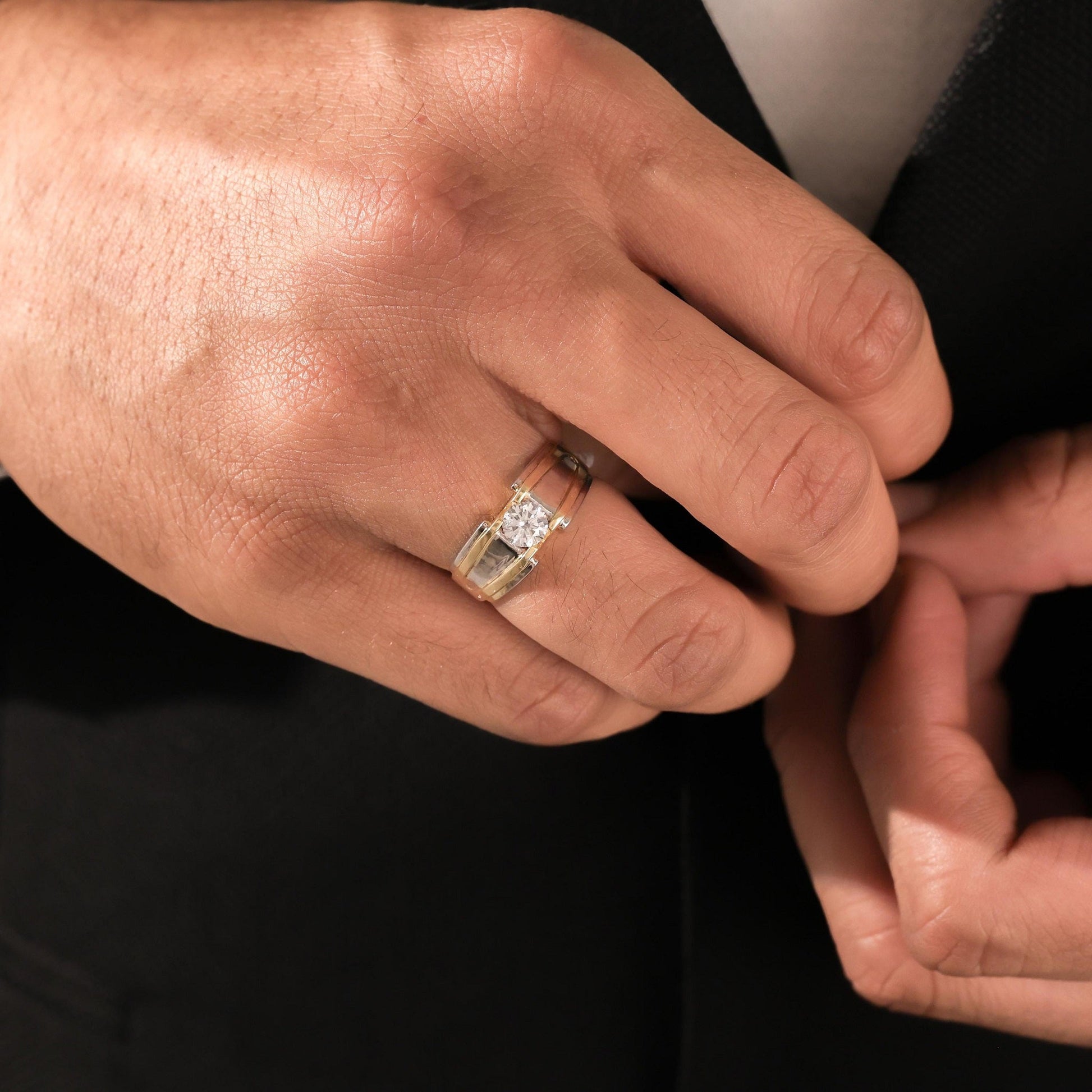 Single Round Diamond Mens Engagement Ring - Carat Elara