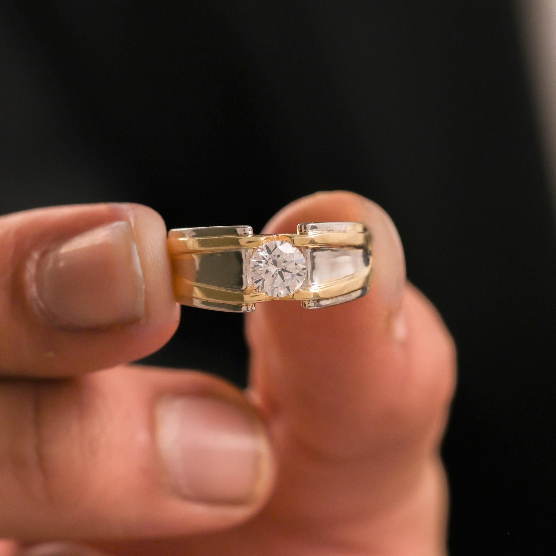 Single Round Diamond Mens Engagement Ring - Carat Elara
