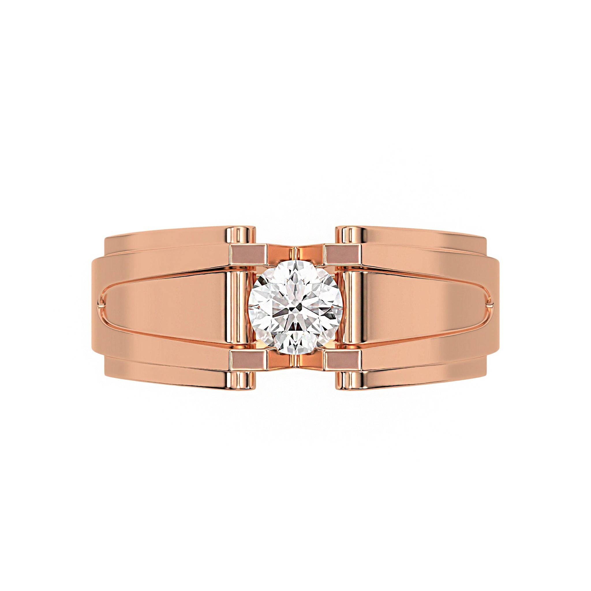 Single Round Diamond Mens Engagement Ring - Carat Elara