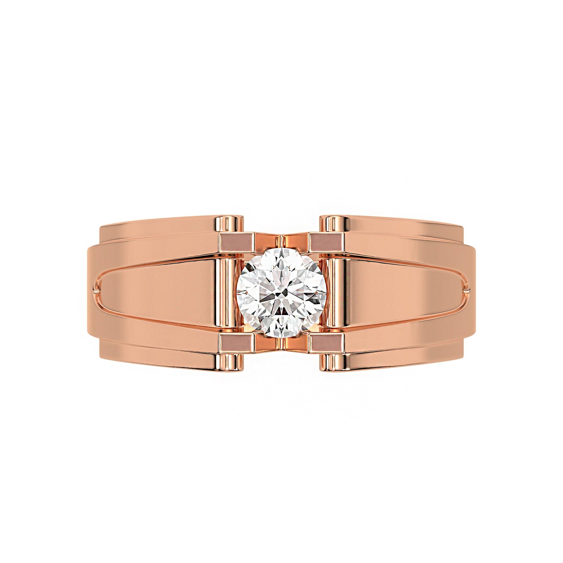 Single Round Diamond Mens Engagement Ring - Carat Elara
