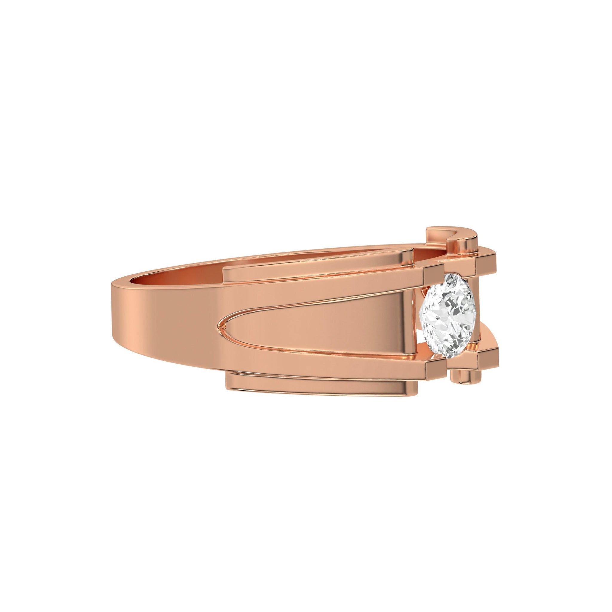 Single Round Diamond Mens Engagement Ring - Carat Elara