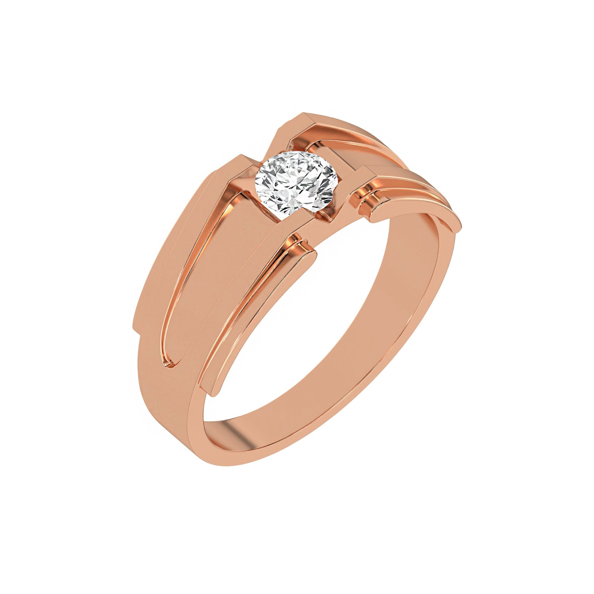Single Round Diamond Mens Engagement Ring - Carat Elara