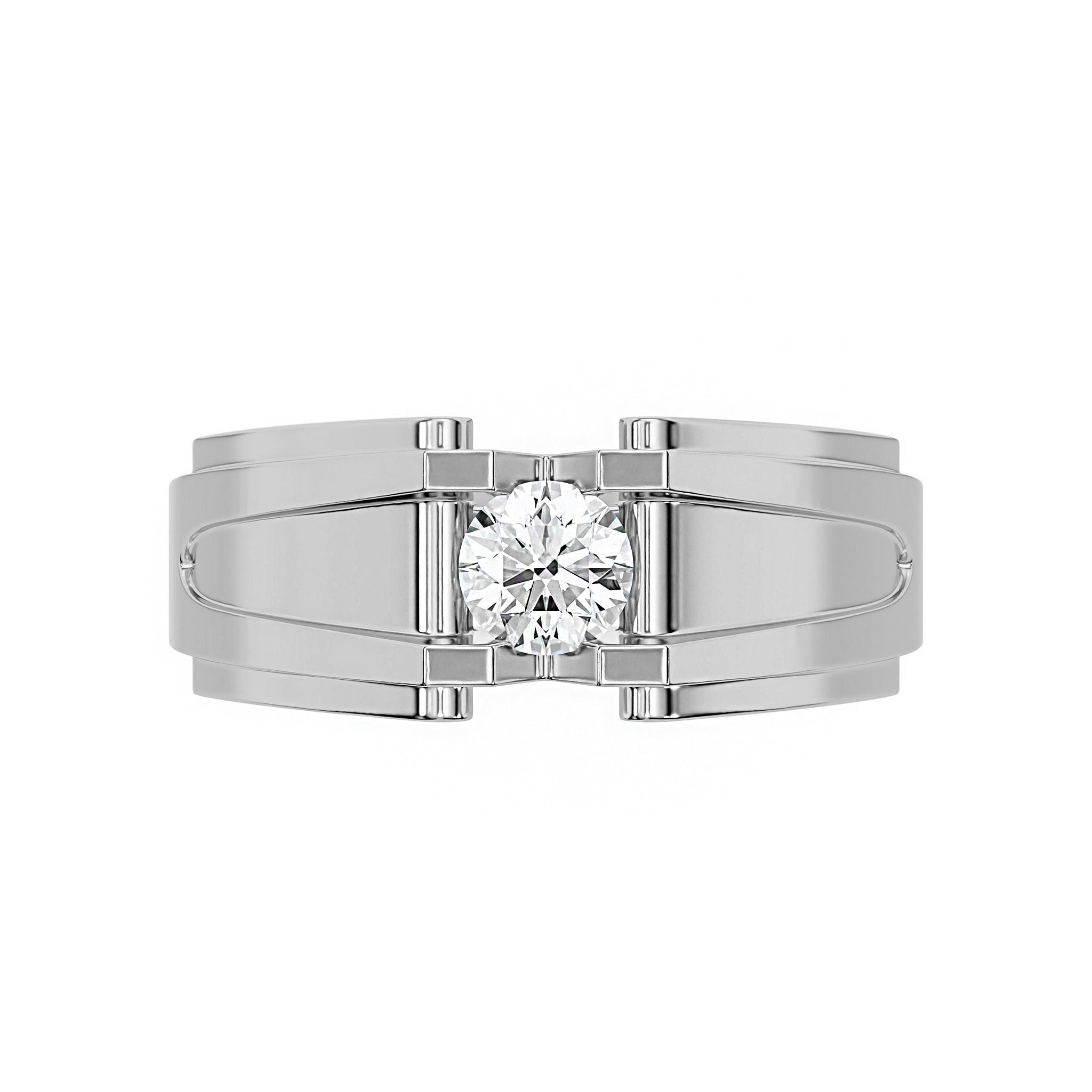 Single Round Diamond Mens Engagement Ring - Carat Elara