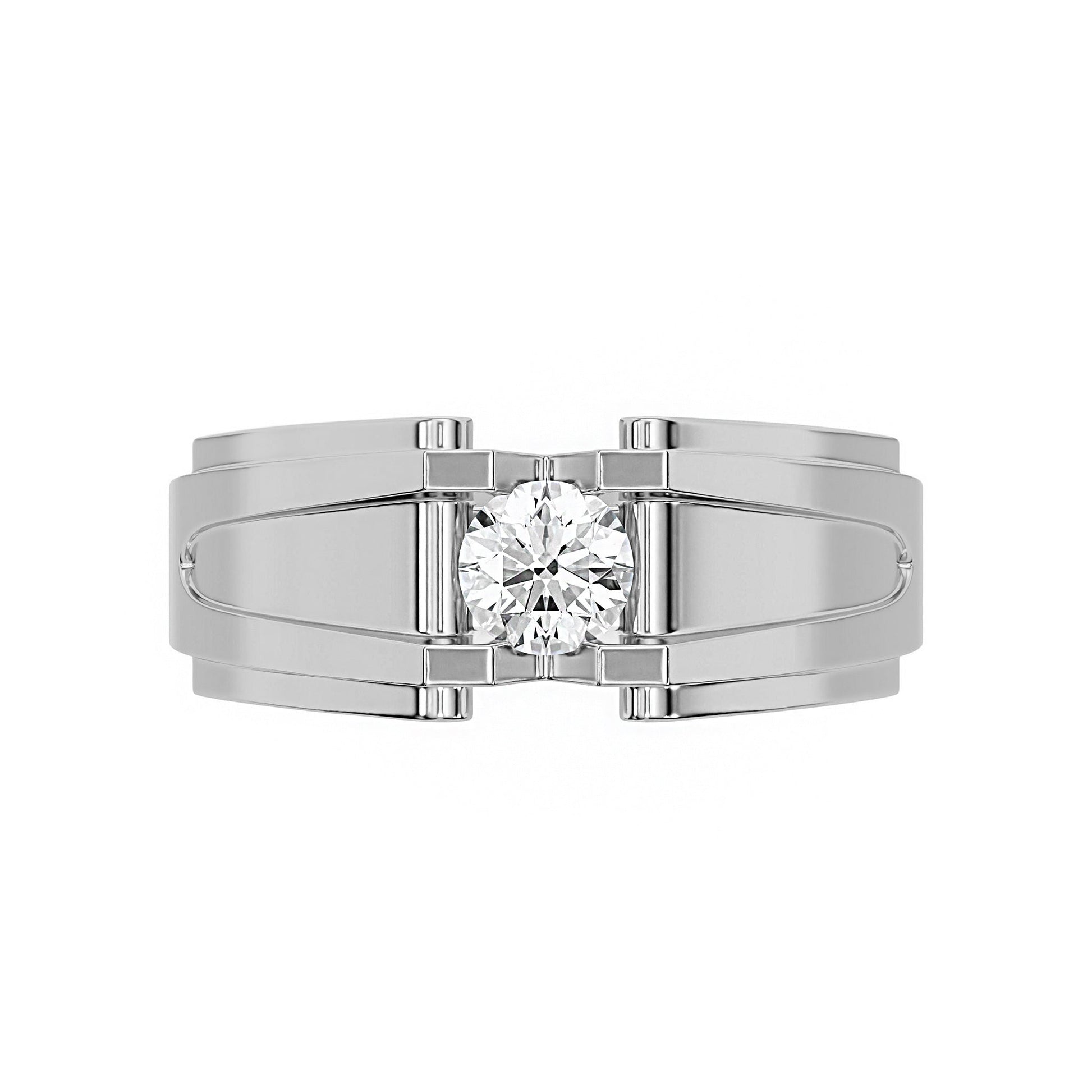 Single Round Diamond Mens Engagement Ring - Carat Elara