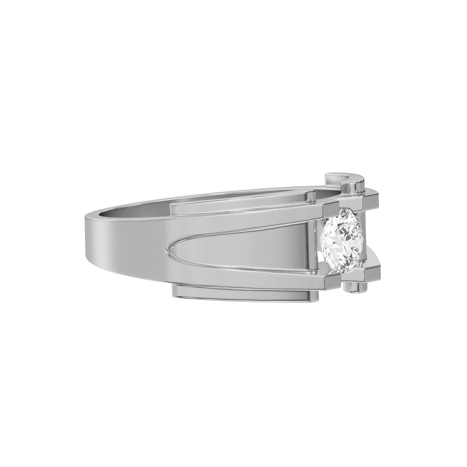 Single Round Diamond Mens Engagement Ring - Carat Elara