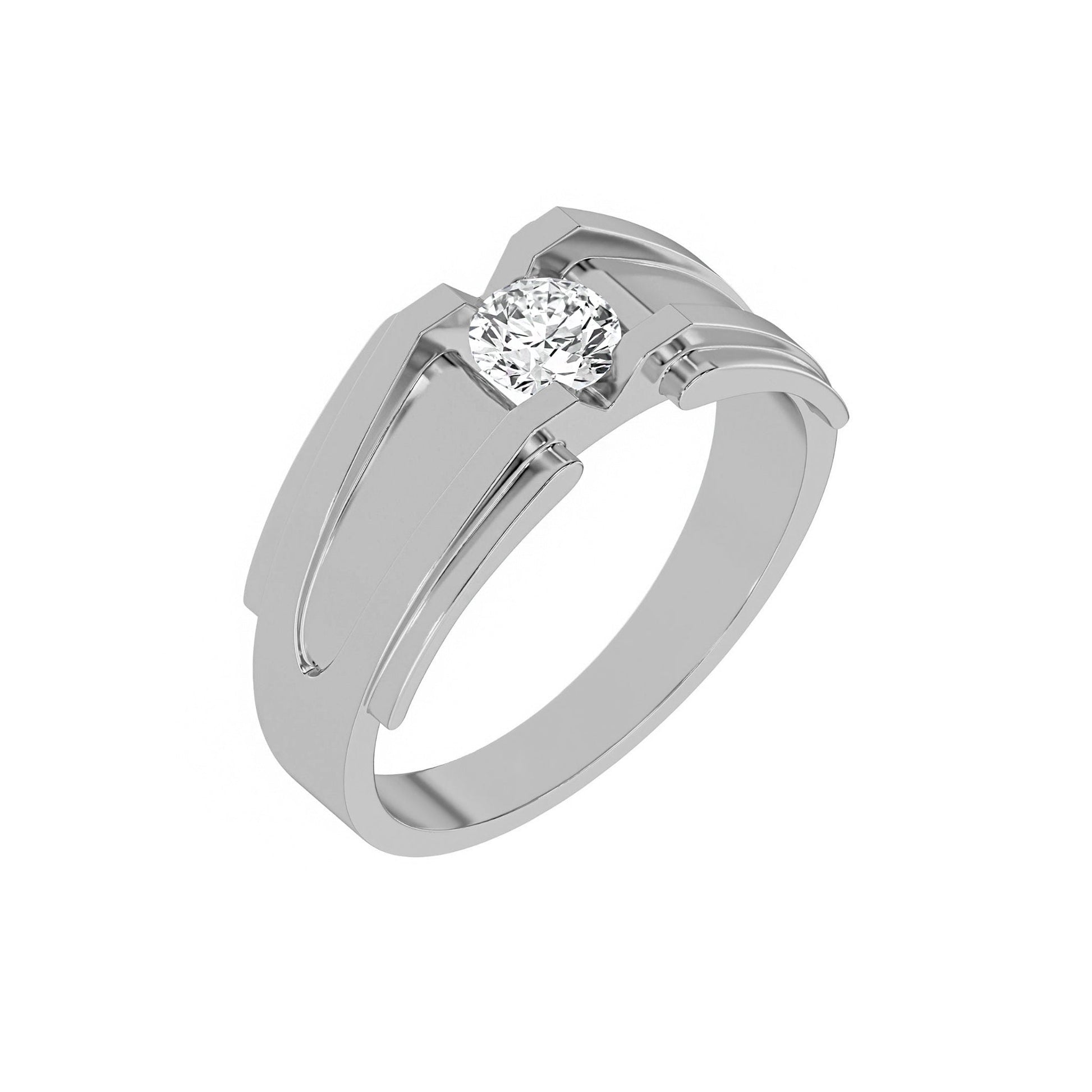 Single Round Diamond Mens Engagement Ring - Carat Elara