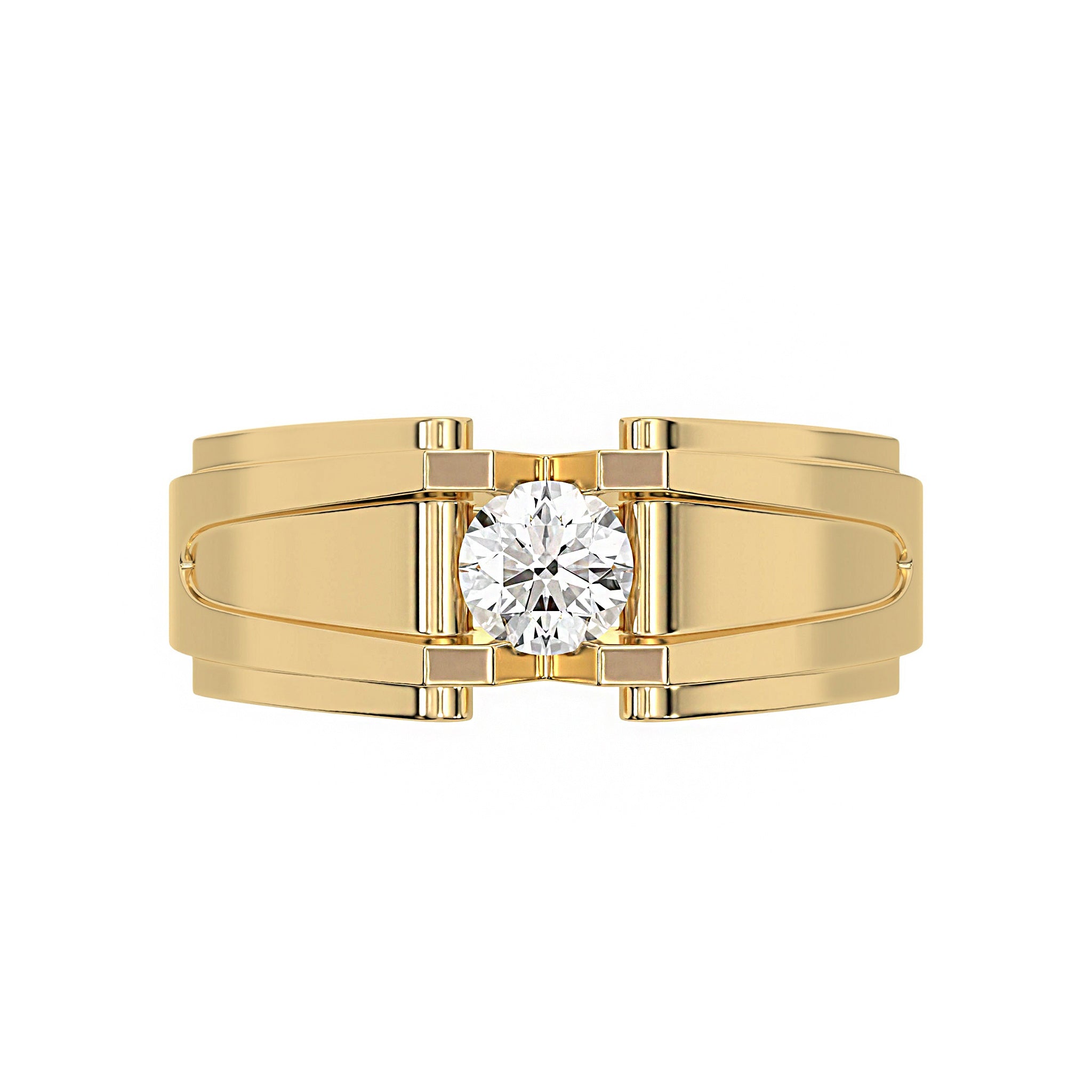 Single Round Diamond Mens Engagement Ring - Carat Elara