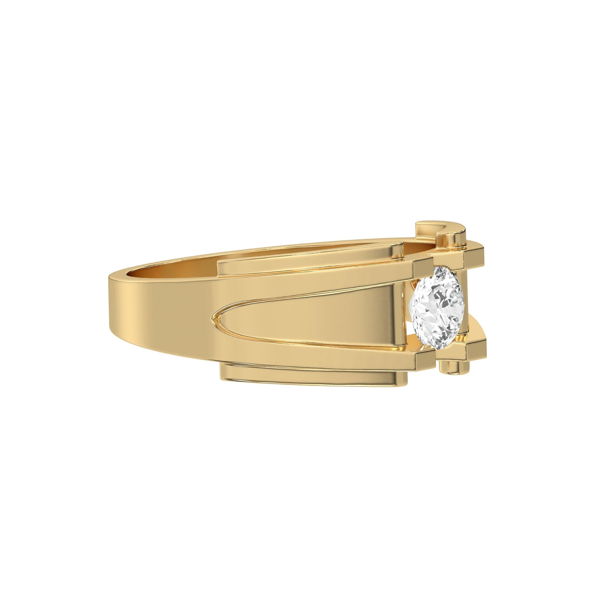 Single Round Diamond Mens Engagement Ring - Carat Elara